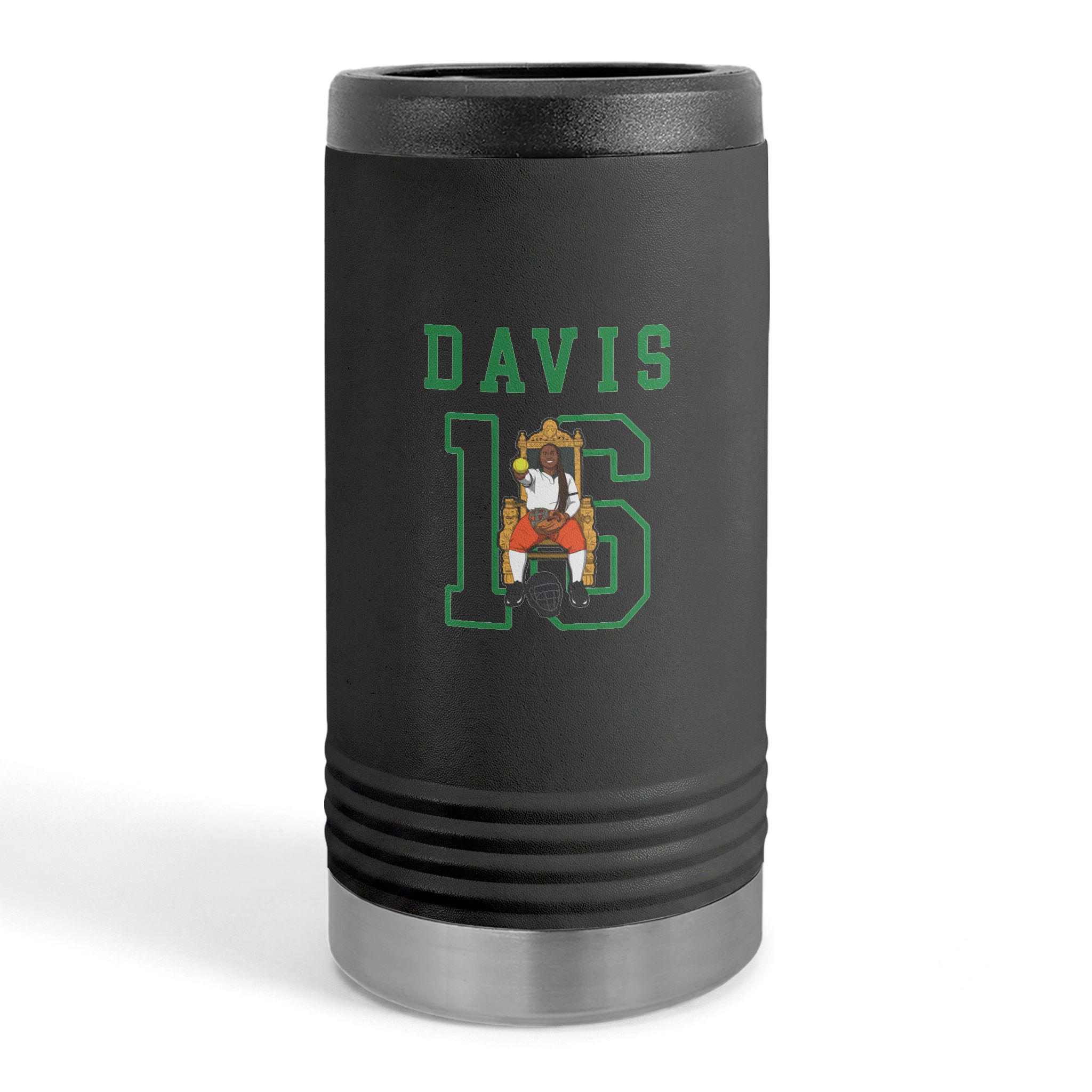 Slim Stainless Can Cooler — character_shirsey in Black