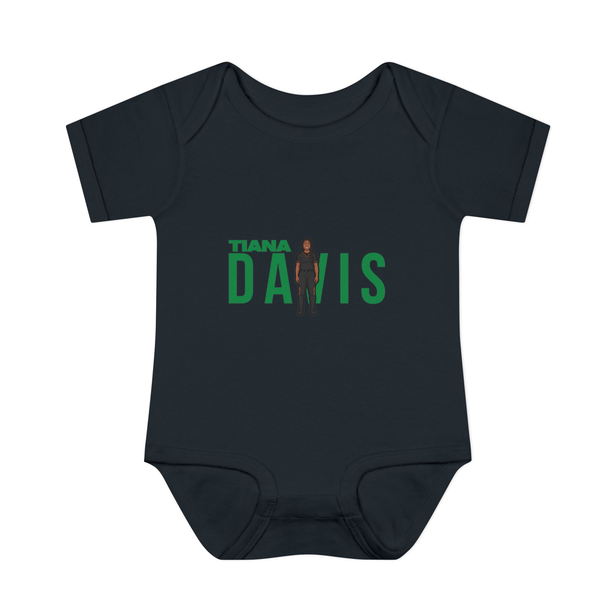 Baby Onesie — character_player_name in Black