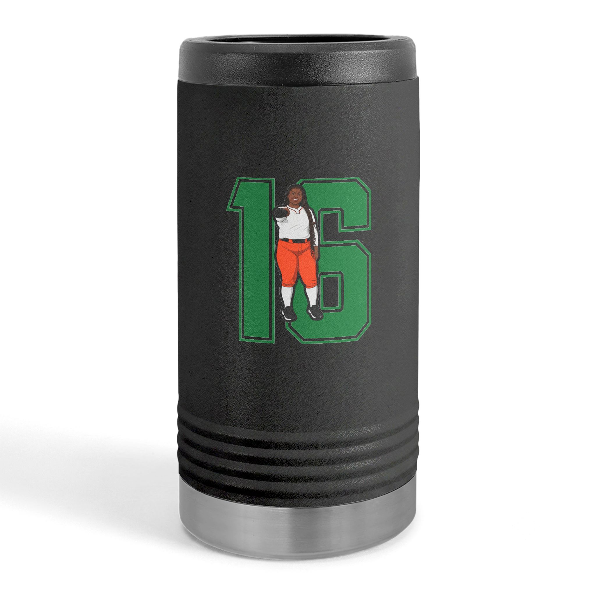 Slim Stainless Can Cooler — character_number in Black