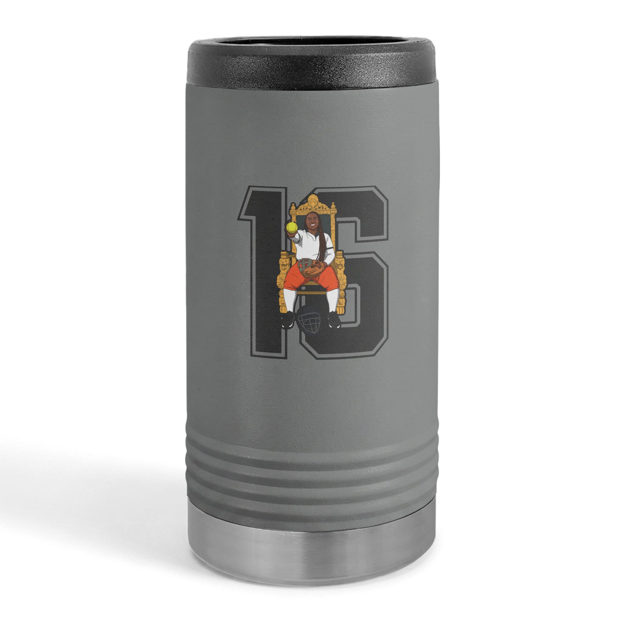 Slim Stainless Can Cooler — character_number in Grey