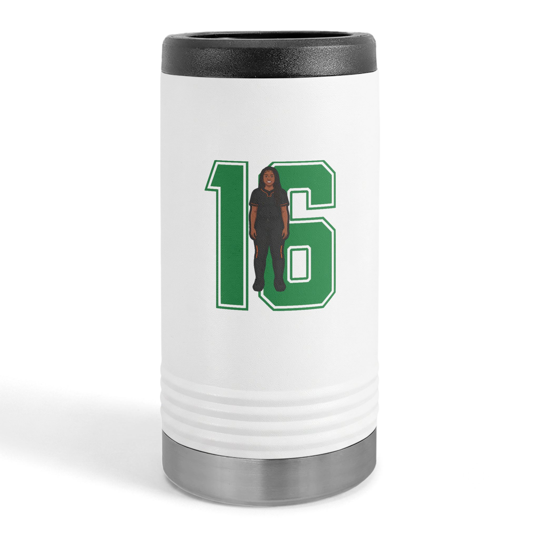 Slim Stainless Can Cooler — character_number in White