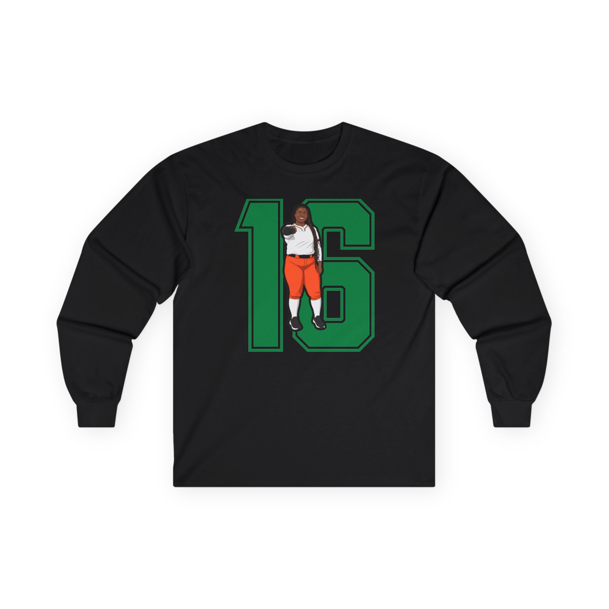 Long Sleeve Tee — character_number in Black