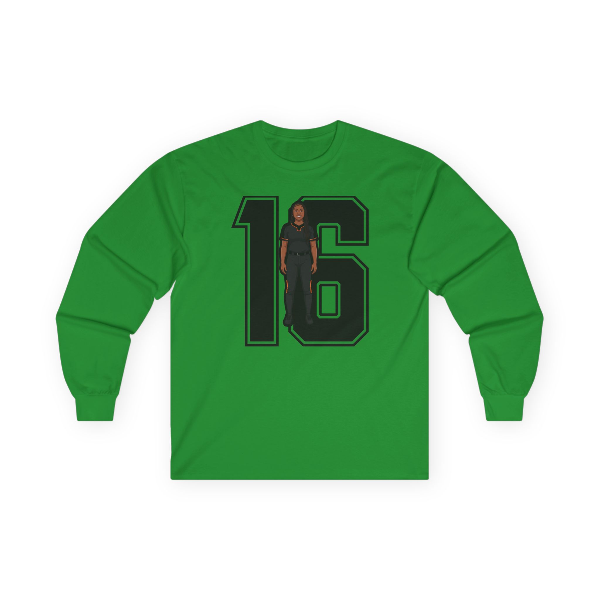 Long Sleeve Tee — character_number in Green