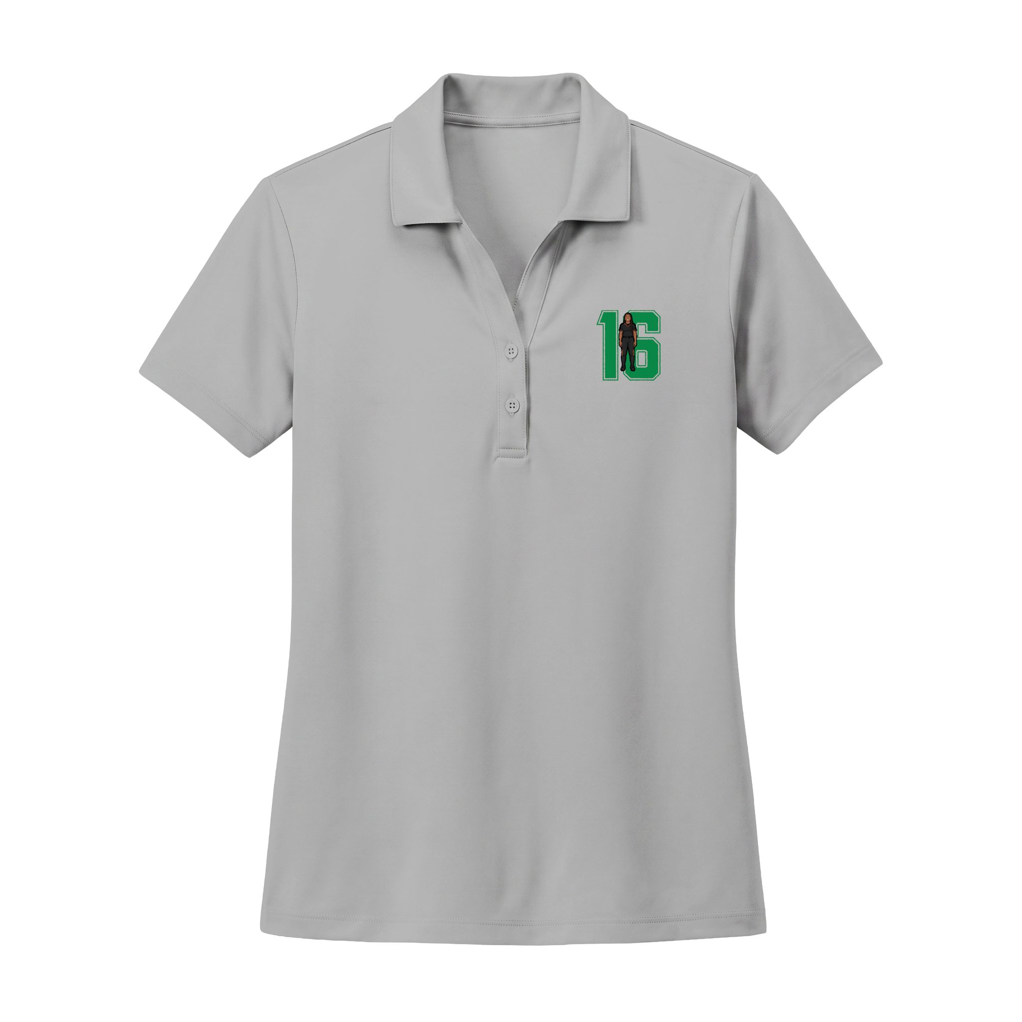 Women's Polo — character_number in Silver