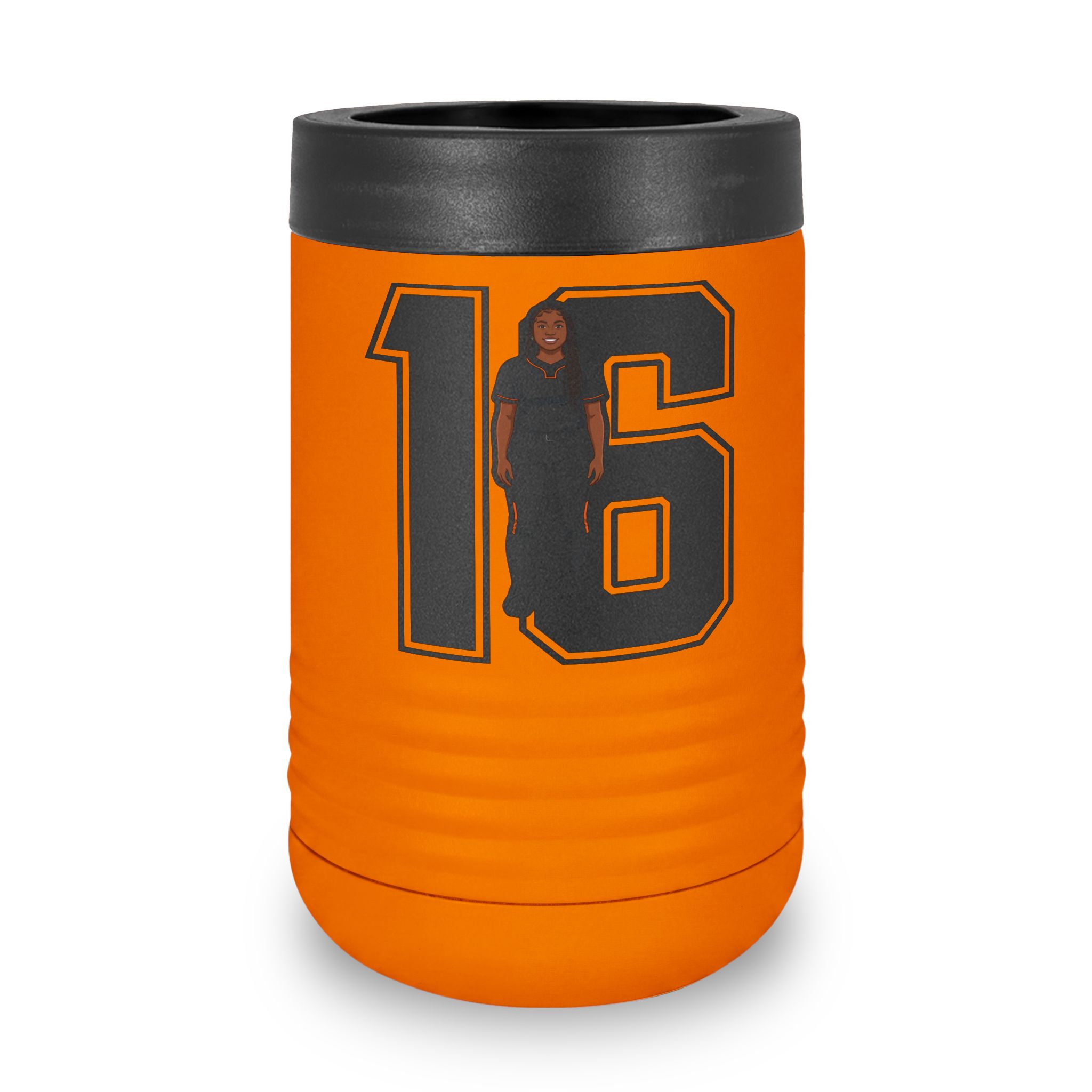 Stainless Can Cooler — character_number in Orange
