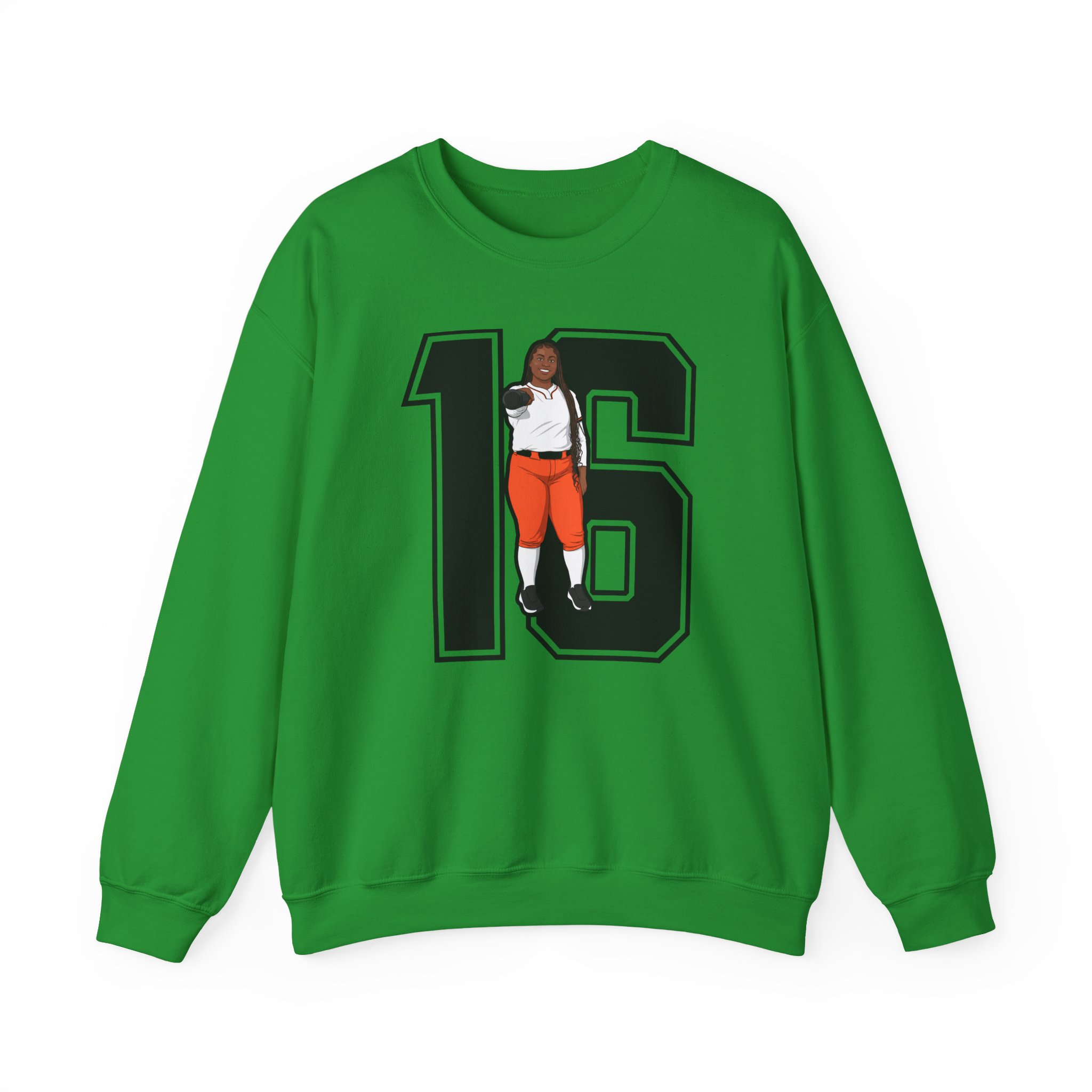Crewneck Sweatshirt — character_number in Green