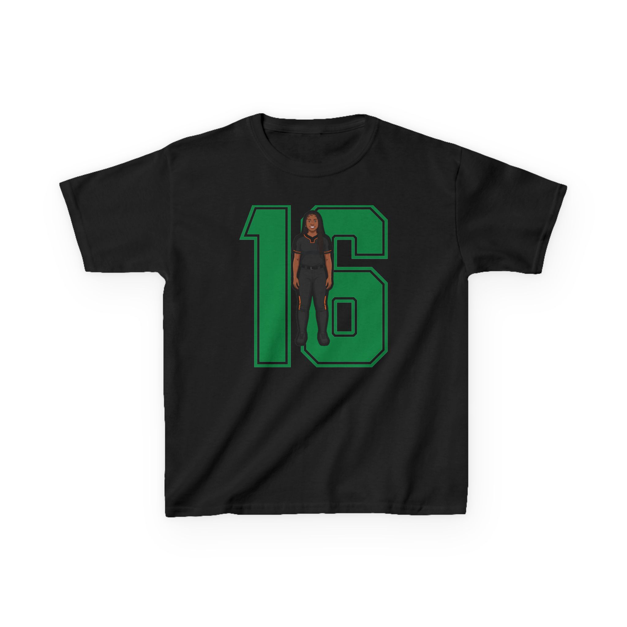 Youth Tee — character_number in Black
