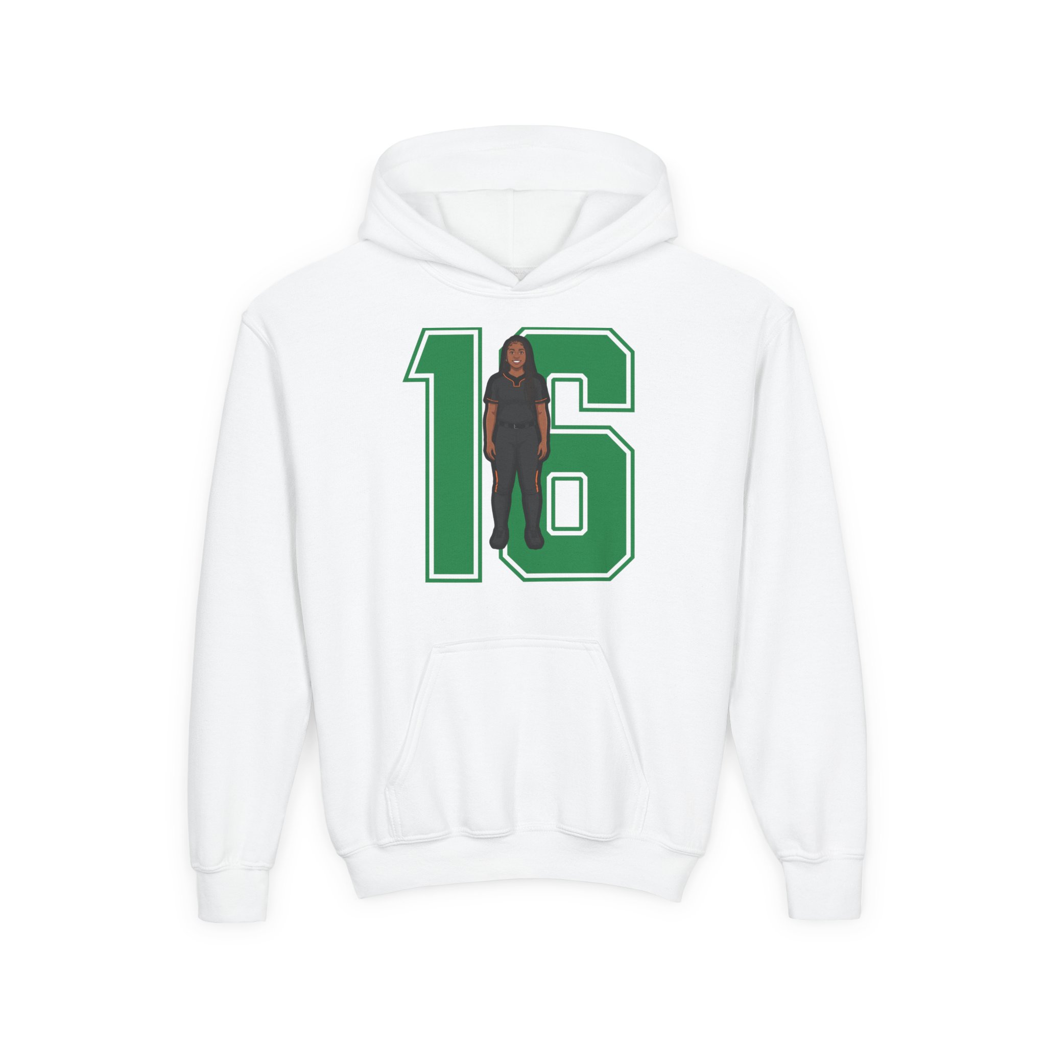 Youth Hoodie — character_number in White