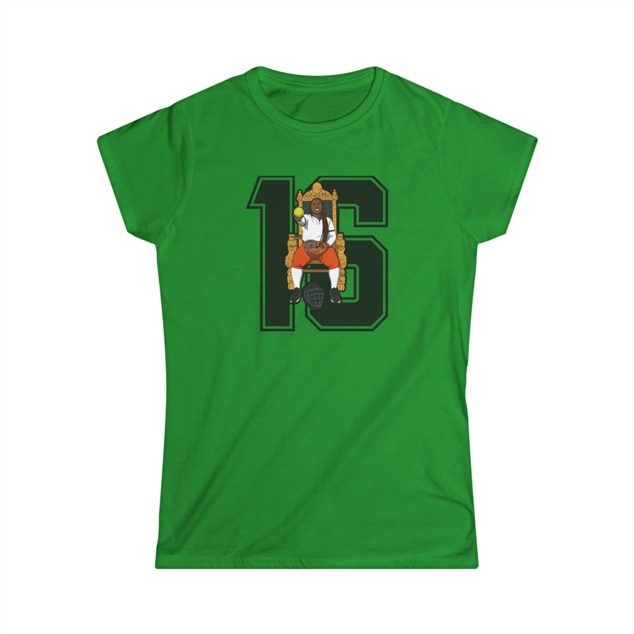 Women's Softstyle Tee — character_number in Green