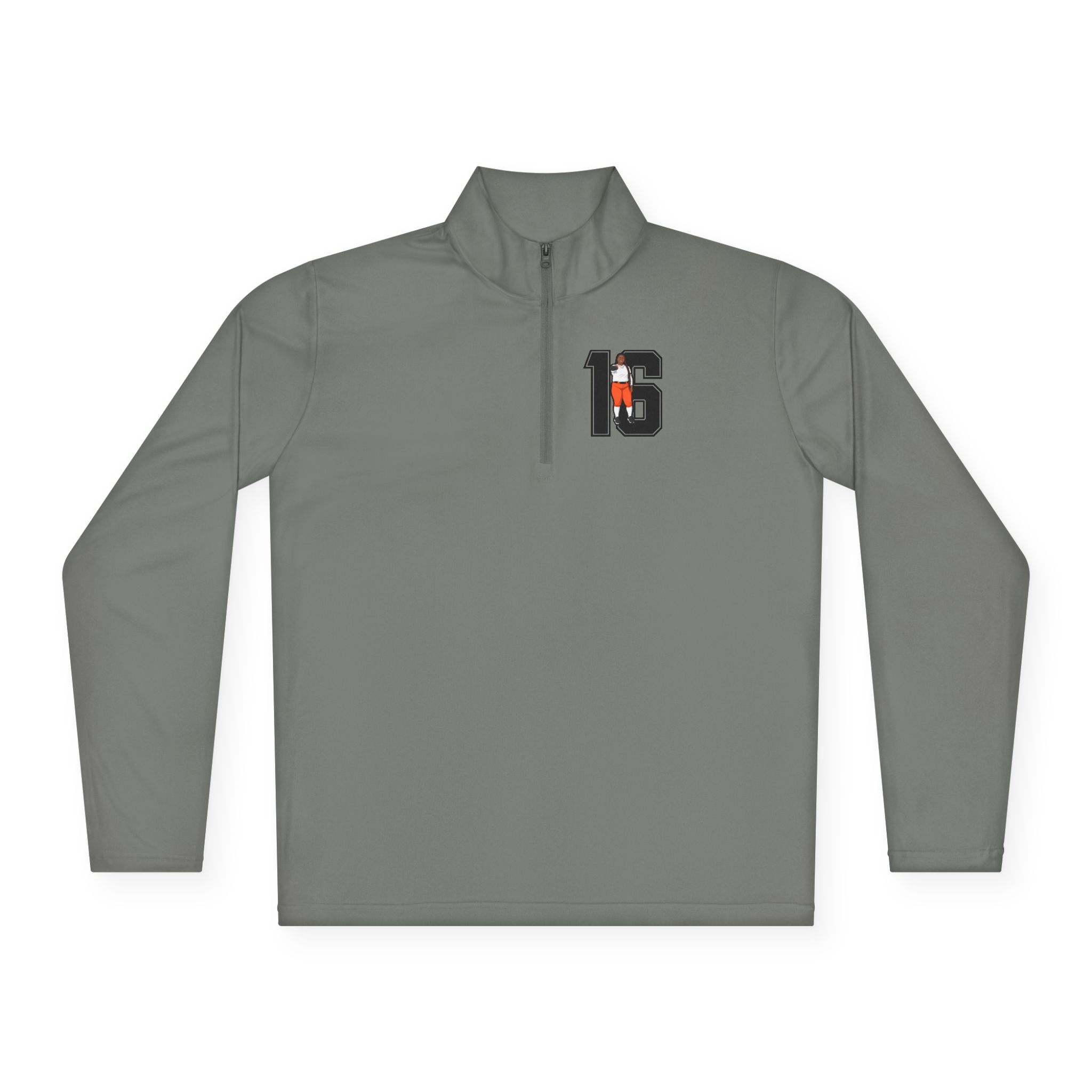 Q-Zip Pullover — character_number in Grey