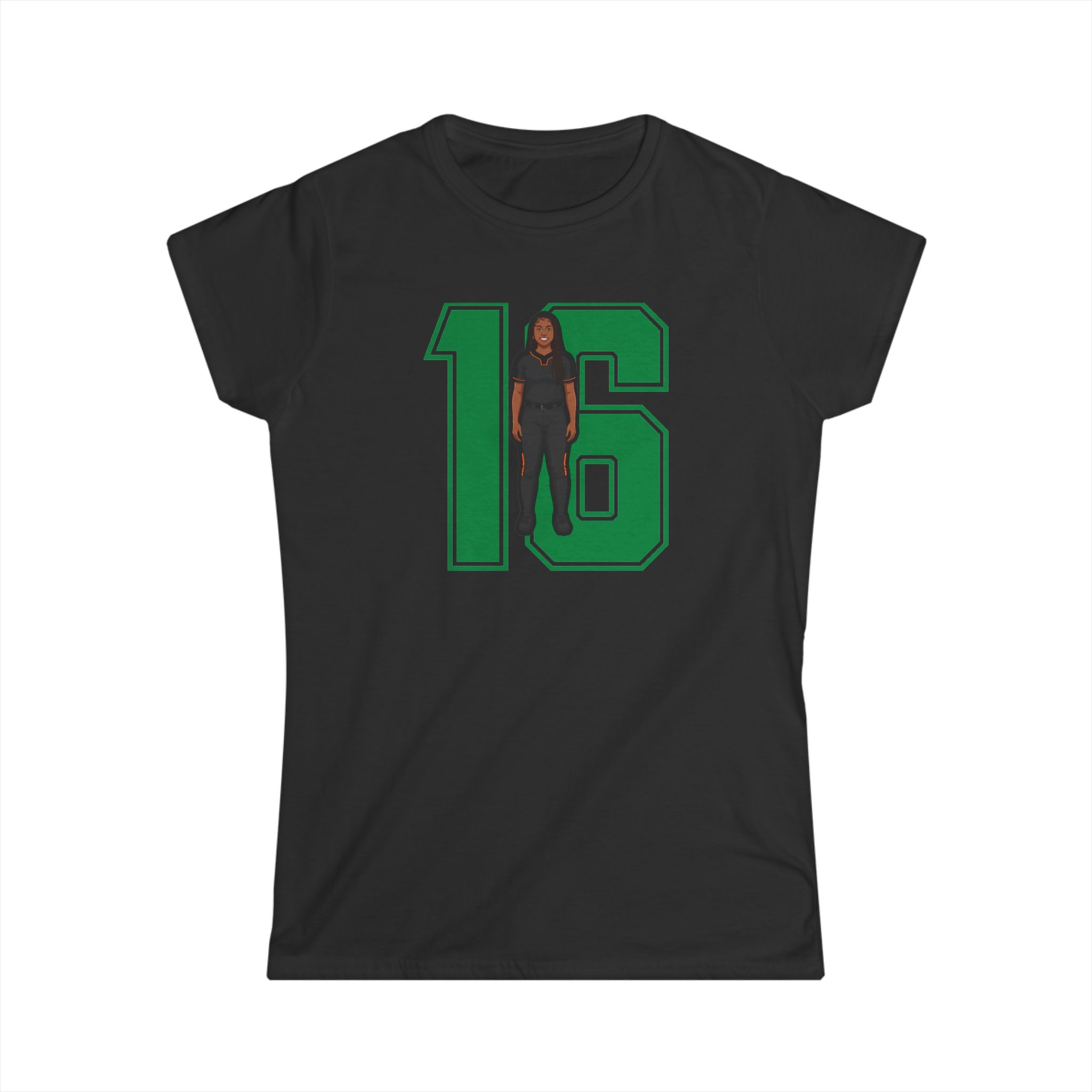 Women's Softstyle Tee — character_number in Black