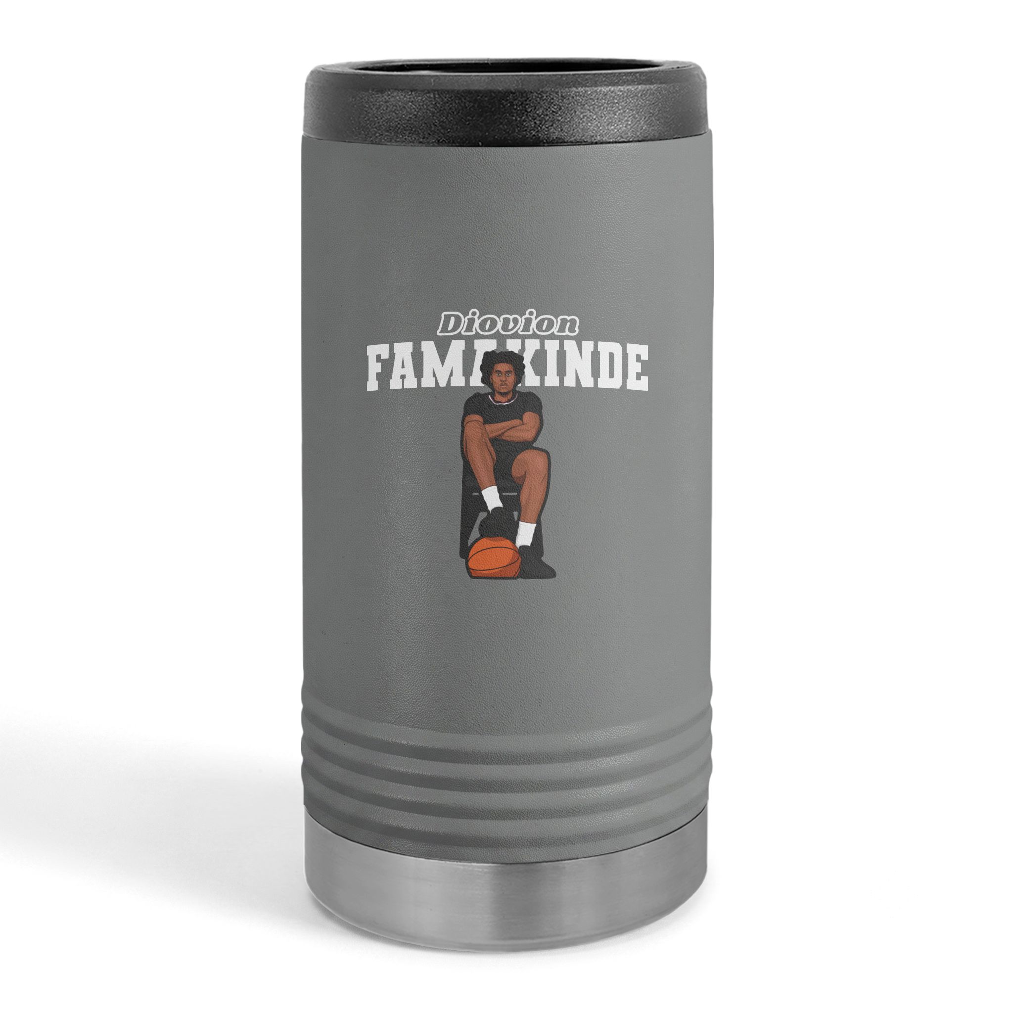 Slim Stainless Can Cooler — character_name_arch in Grey