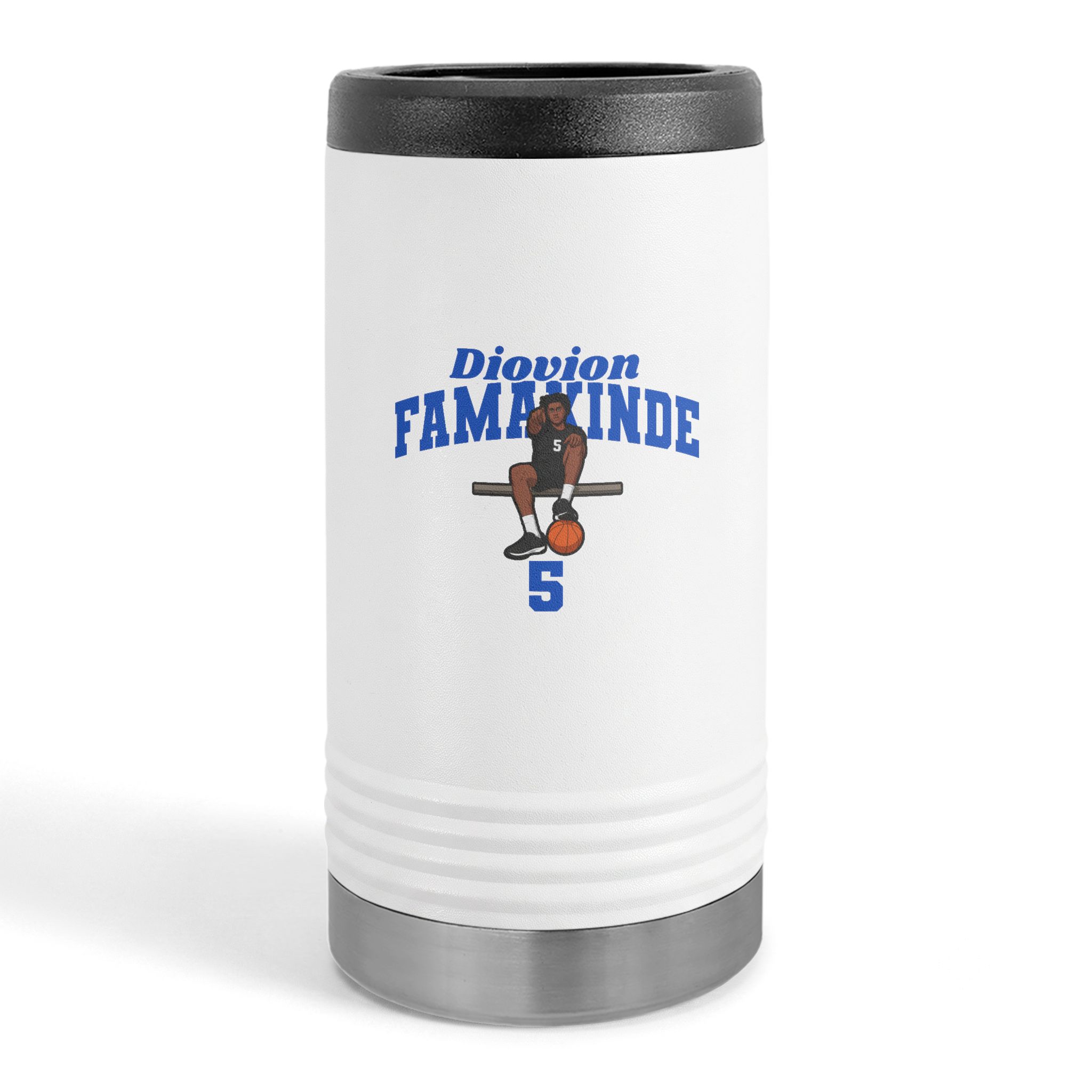 Slim Stainless Can Cooler — character_signature_arch in White