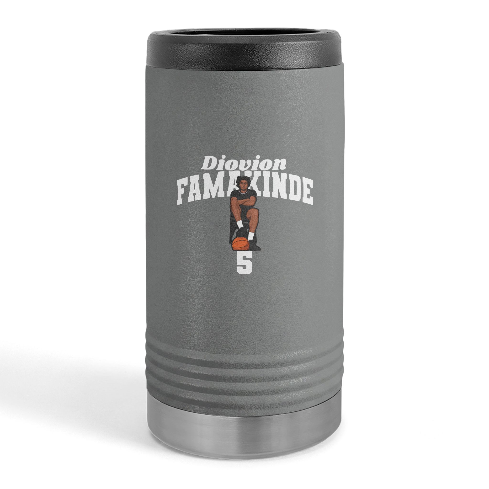 Slim Stainless Can Cooler — character_signature_arch in Grey