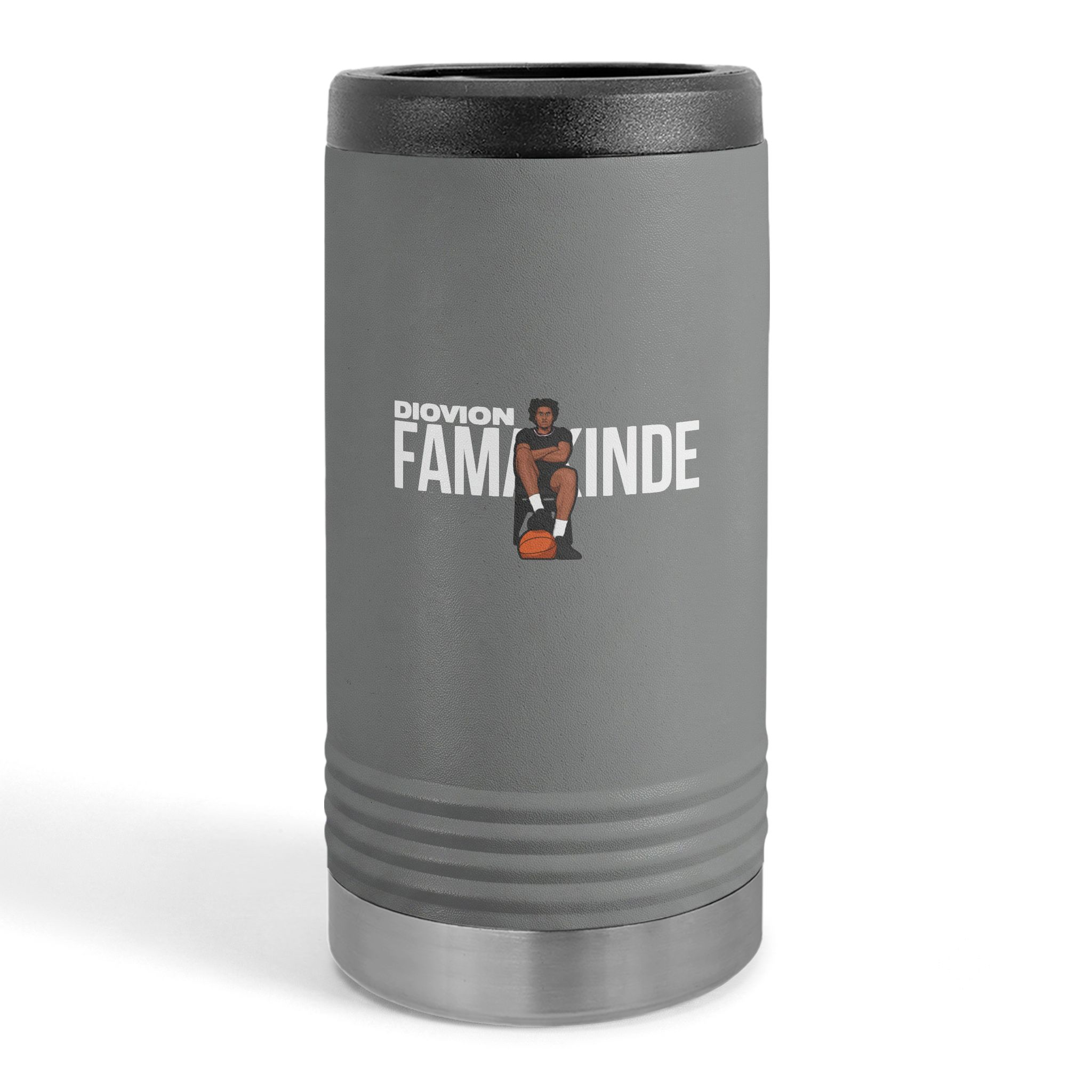 Slim Stainless Can Cooler — character_player_name in Grey