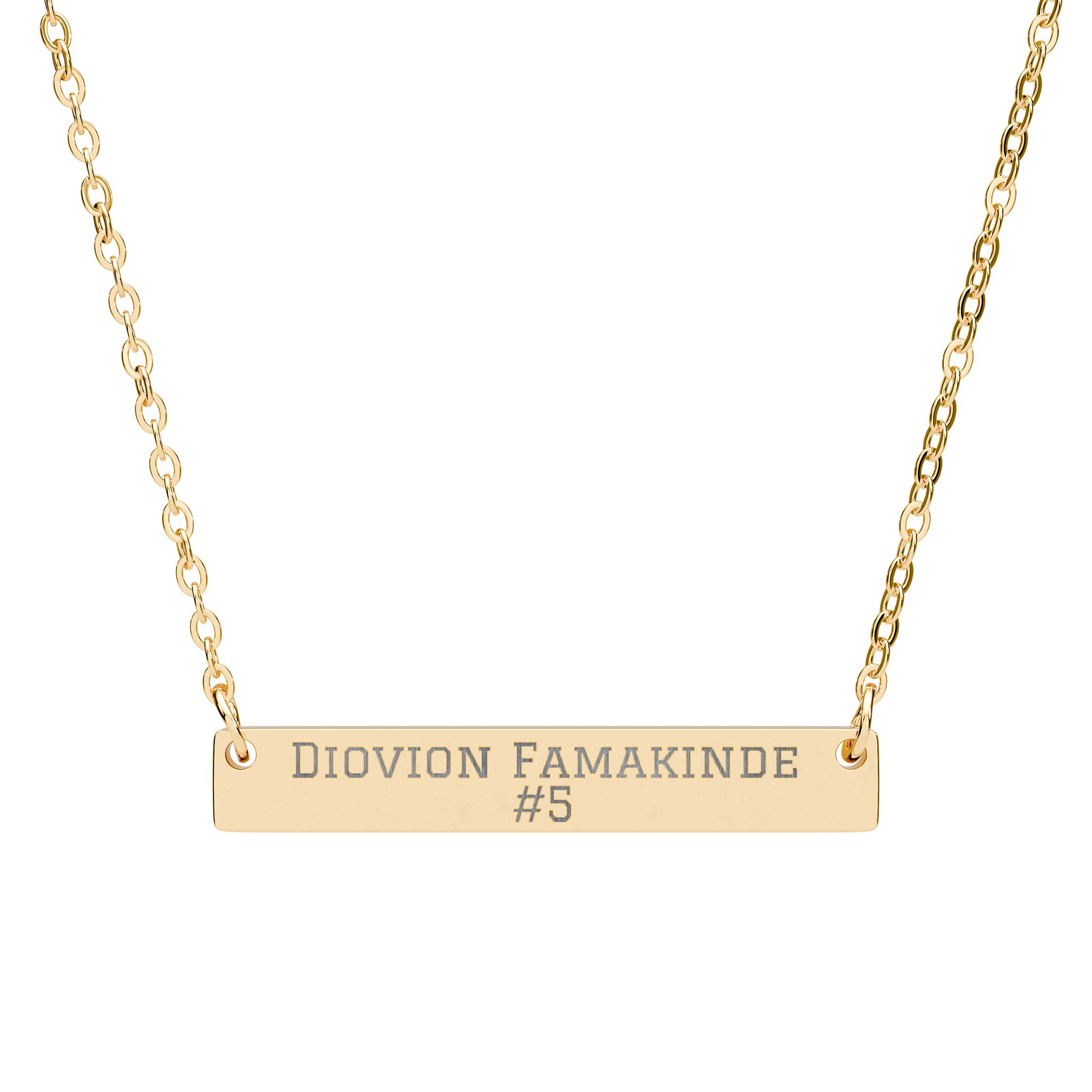 Engraved Bar Necklace — Name & Number in Gold