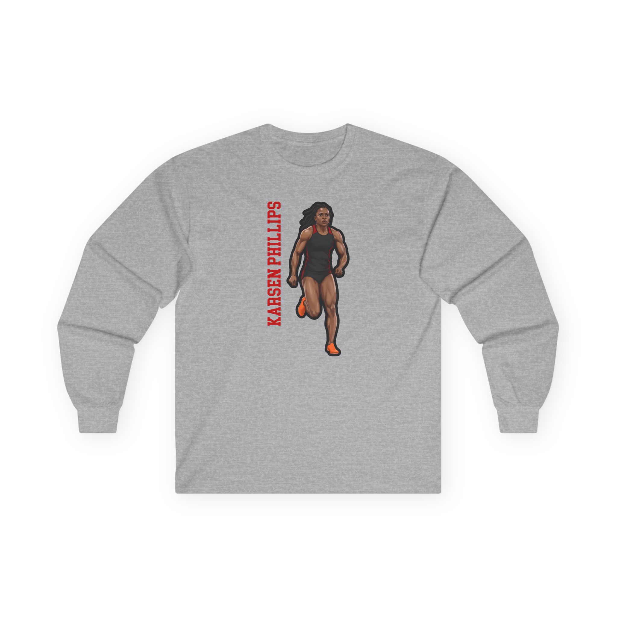 Long Sleeve Tee — character_name_vertical in Grey