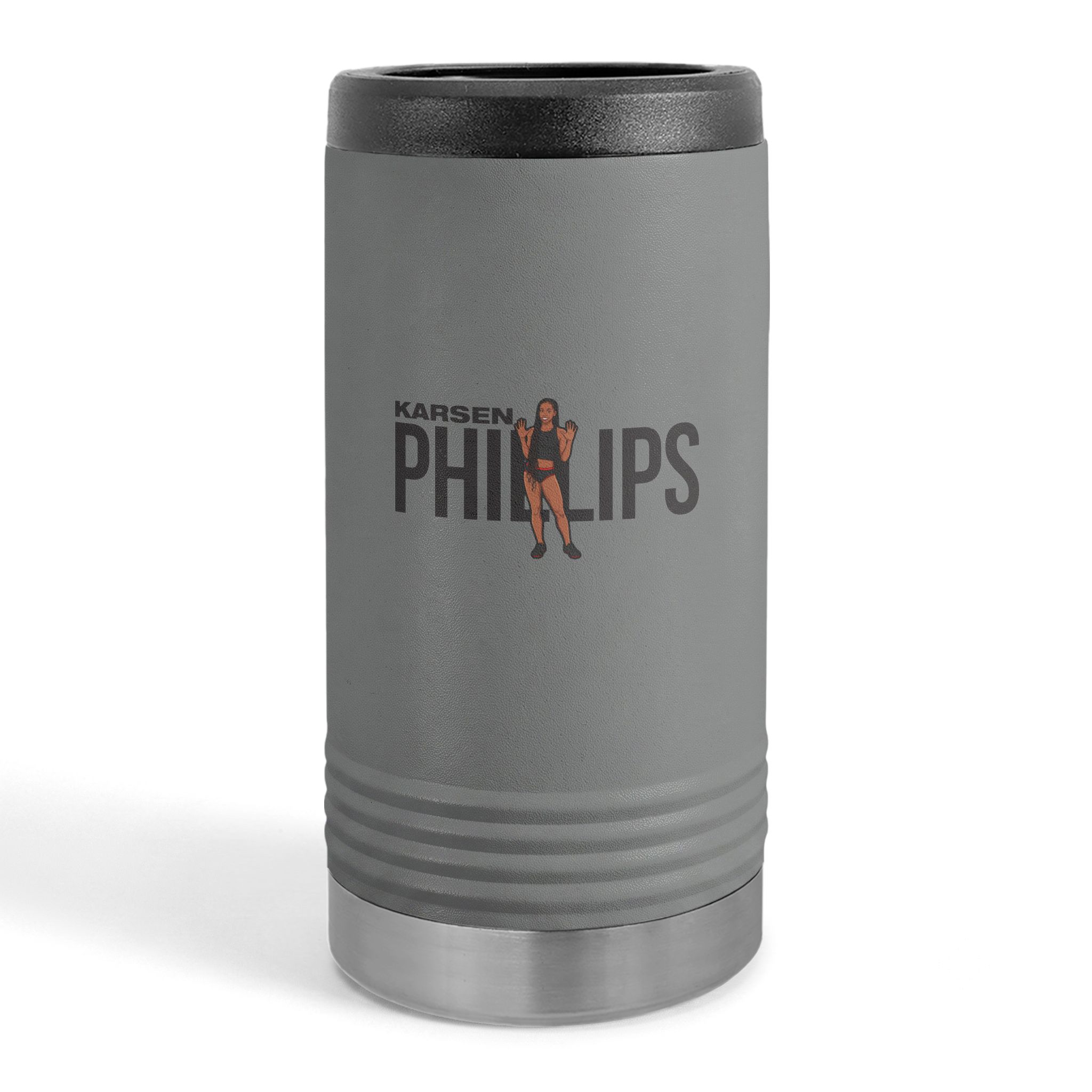 Slim Stainless Can Cooler — character_player_name in Grey