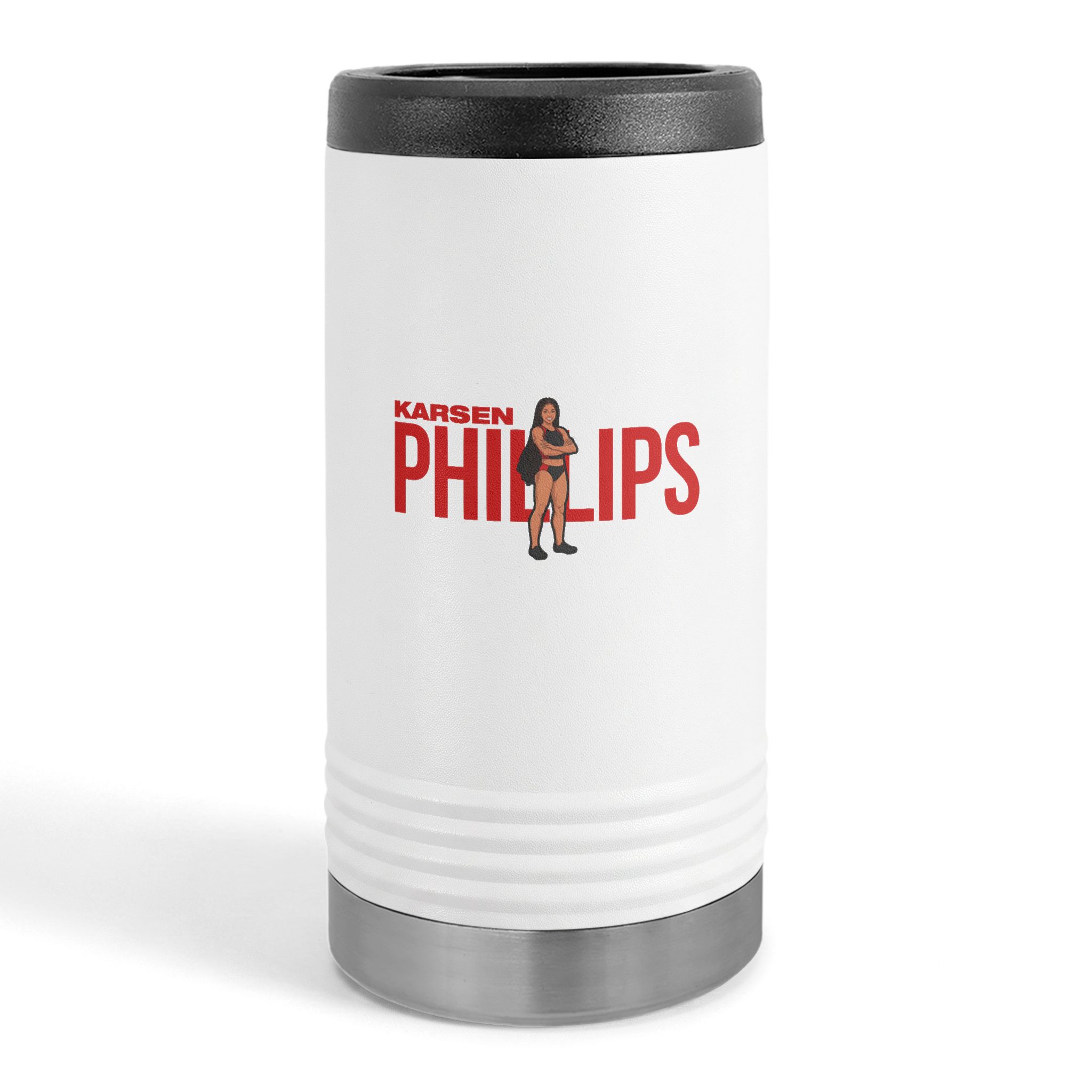 Slim Stainless Can Cooler — character_player_name in White