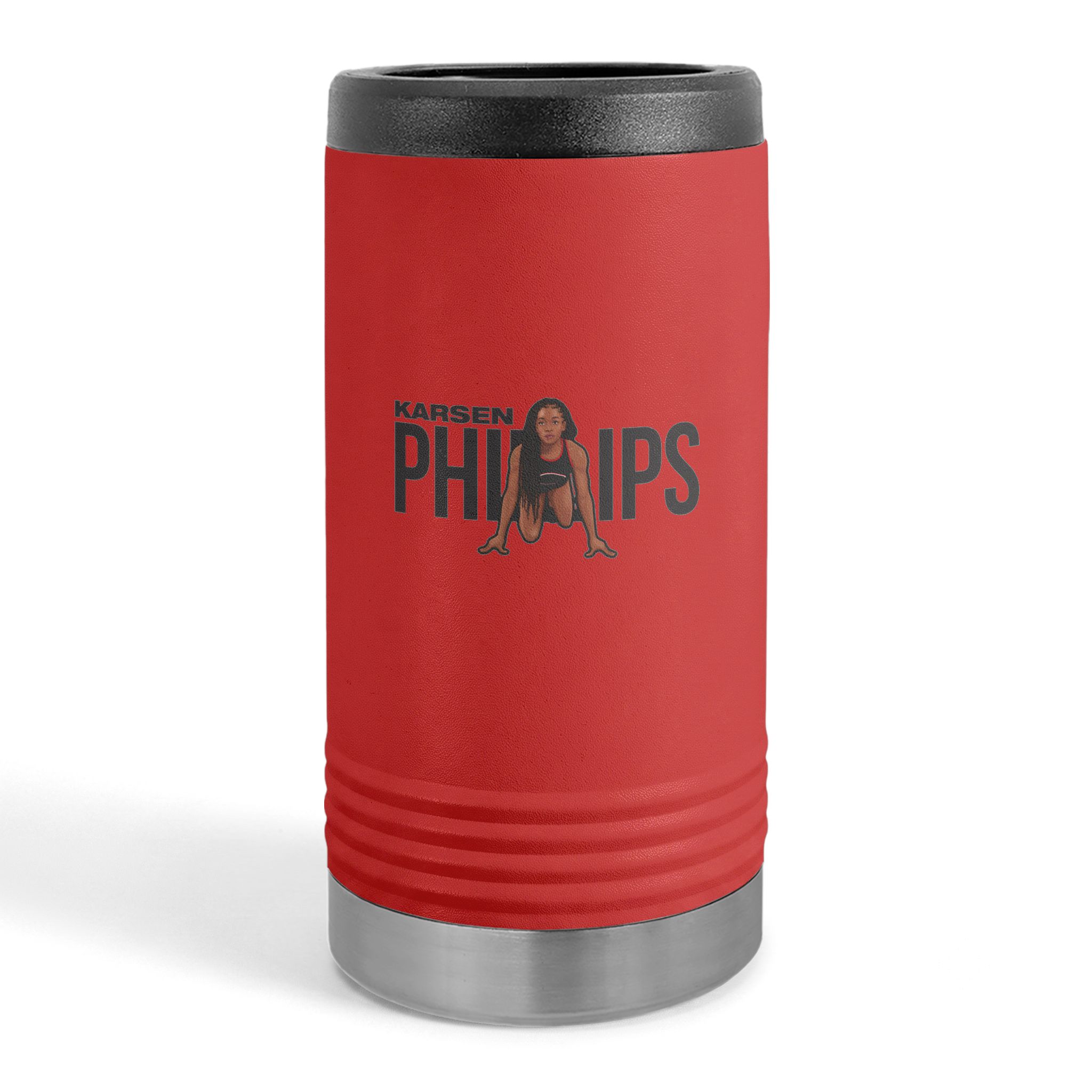 Slim Stainless Can Cooler — character_player_name in Red