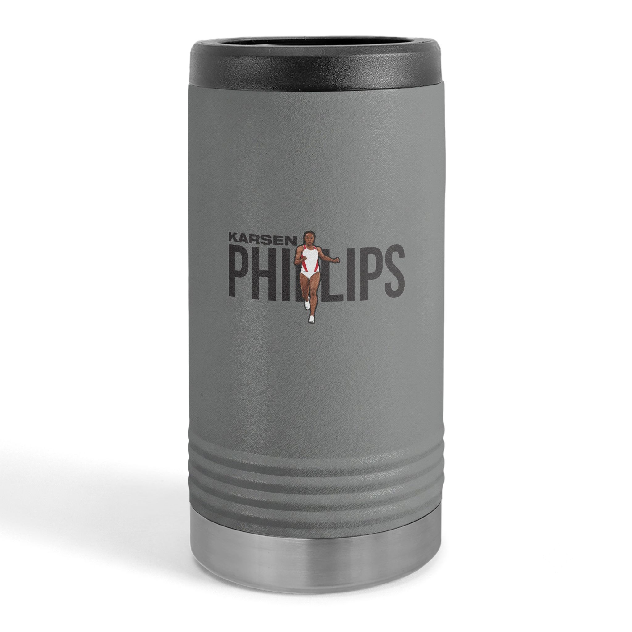 Slim Stainless Can Cooler — character_player_name in Grey