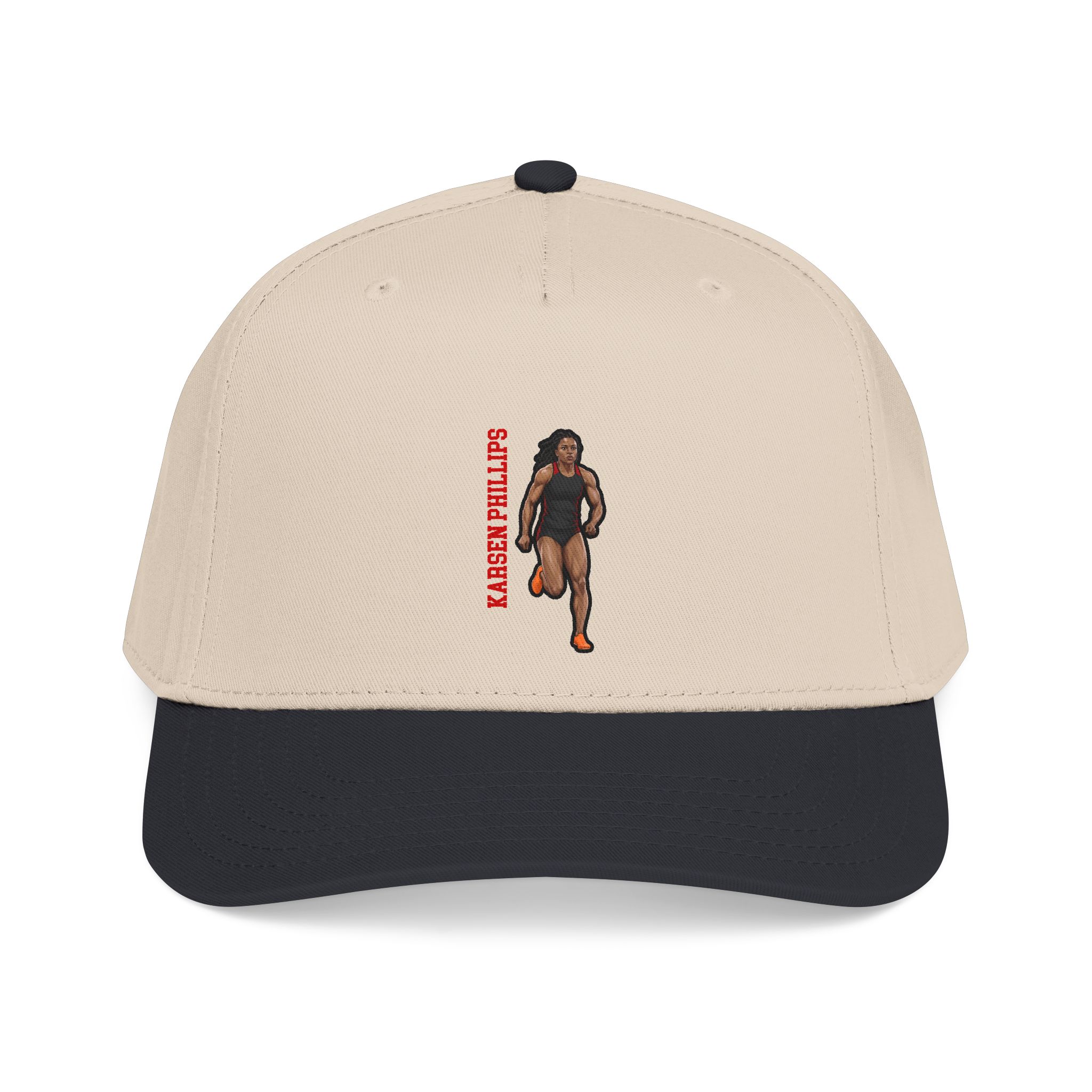 Baseball Cap — character_name_vertical in Black / Natural
