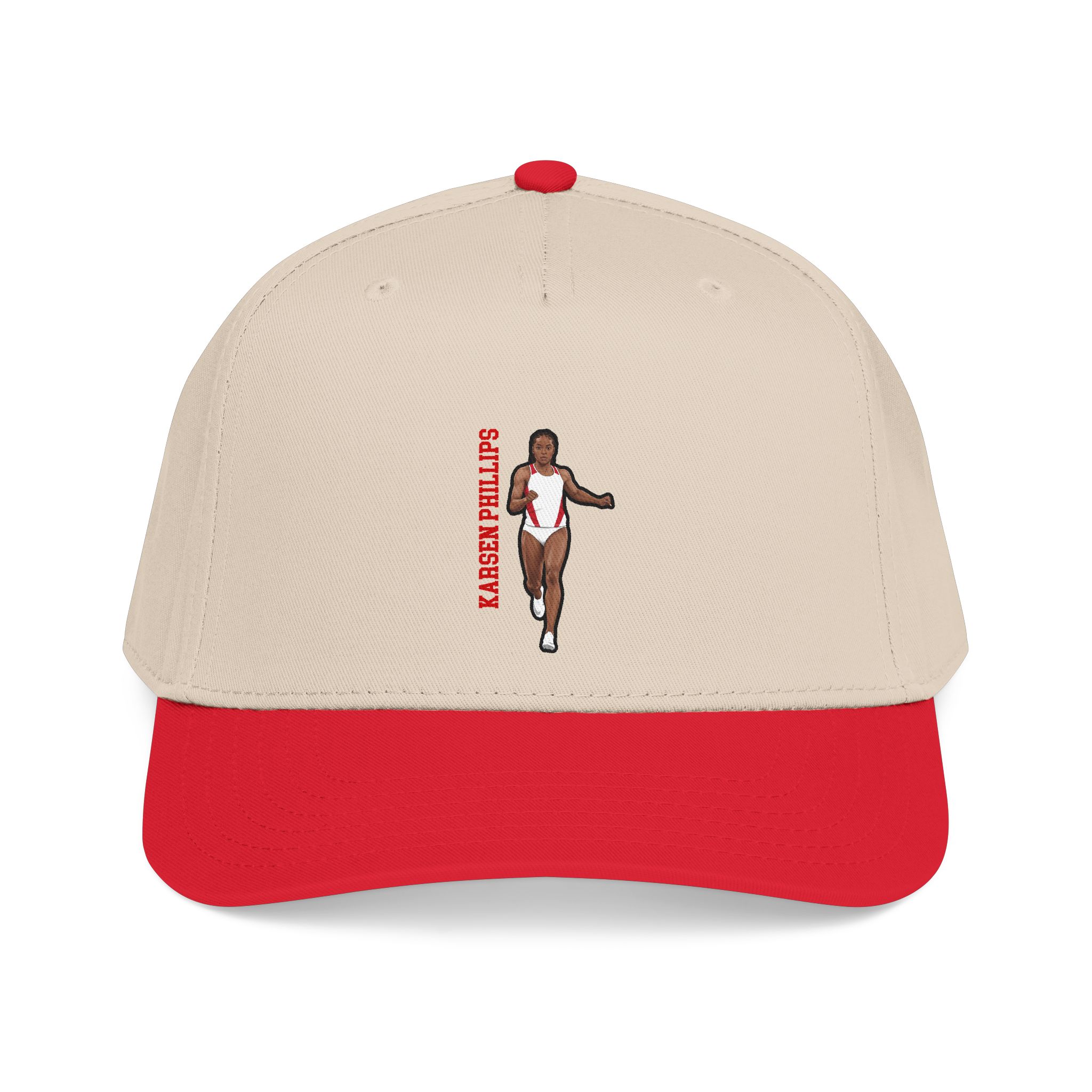 Baseball Cap — character_name_vertical in Red / Natural