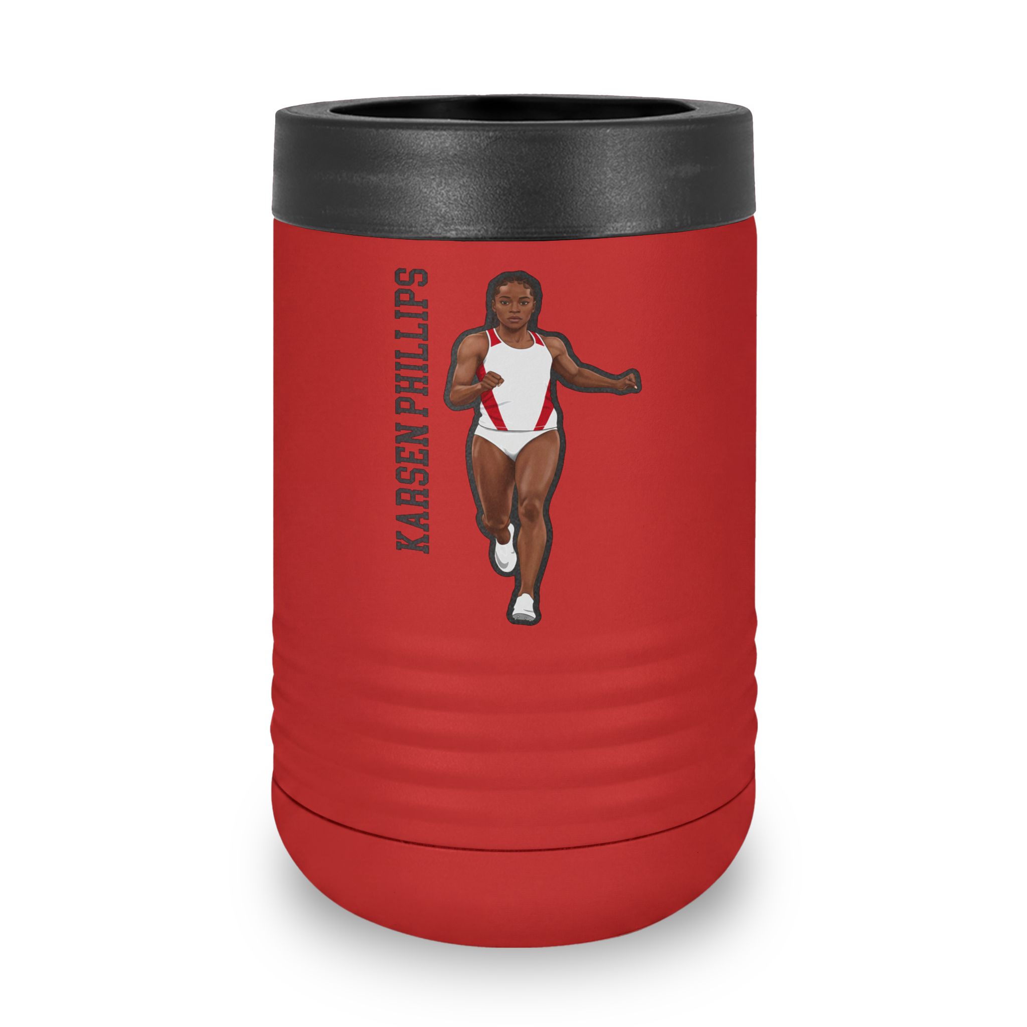 Stainless Can Cooler — character_name_vertical in Red