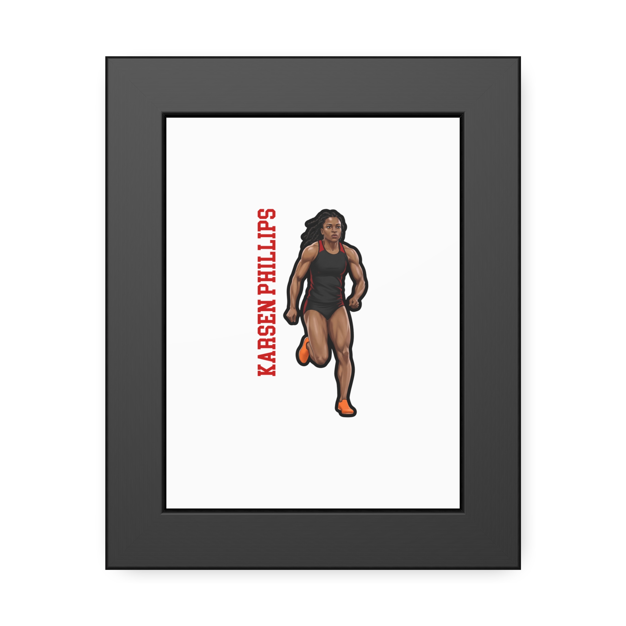 Framed Poster — character_name_vertical in Black