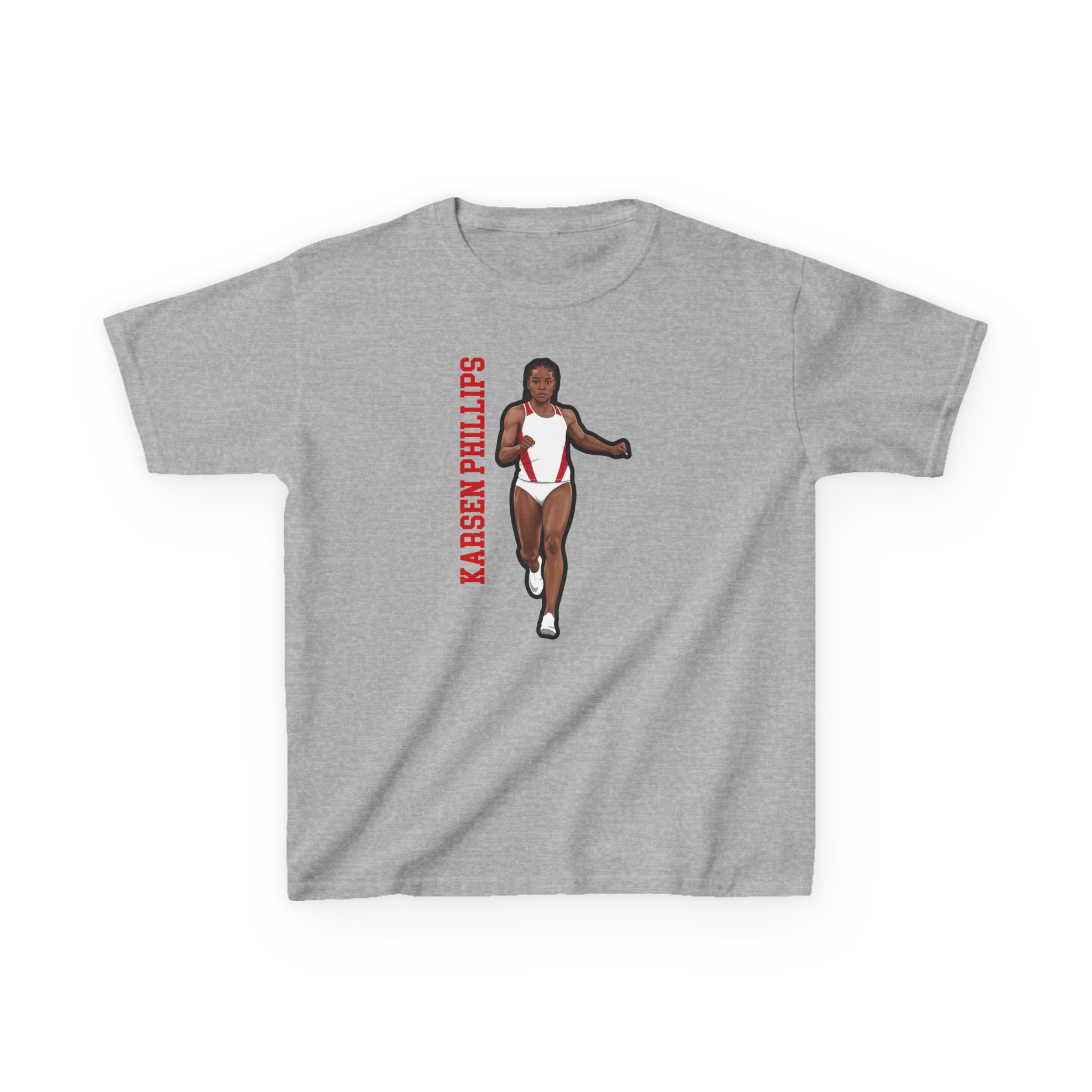 Youth Tee — character_name_vertical in Grey