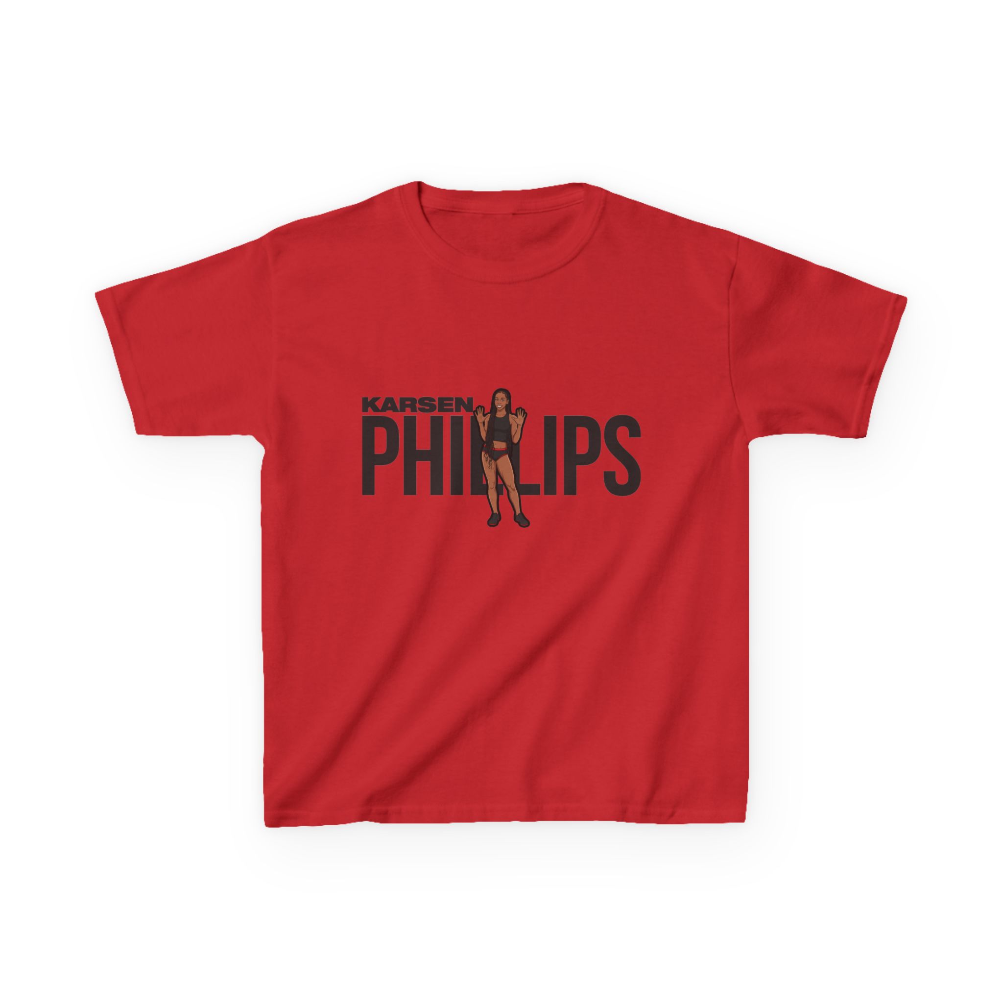 Youth Tee — character_player_name in Red