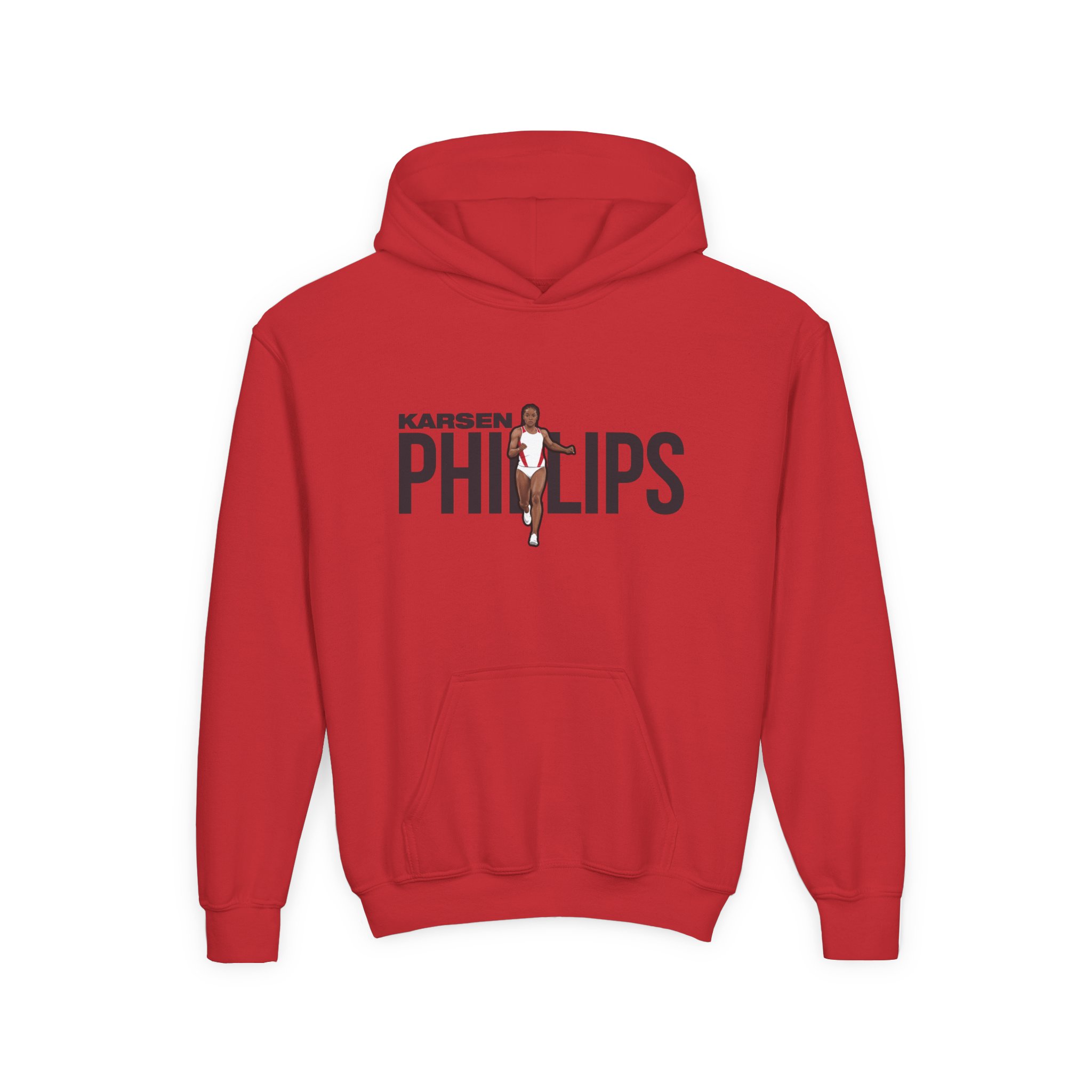 Youth Hoodie — character_player_name in Red