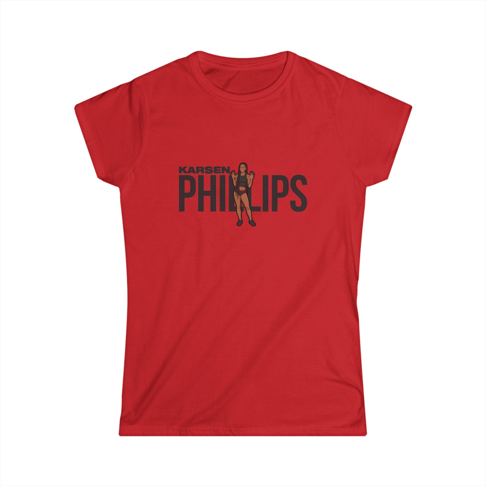 Women's Softstyle Tee — character_player_name in Red