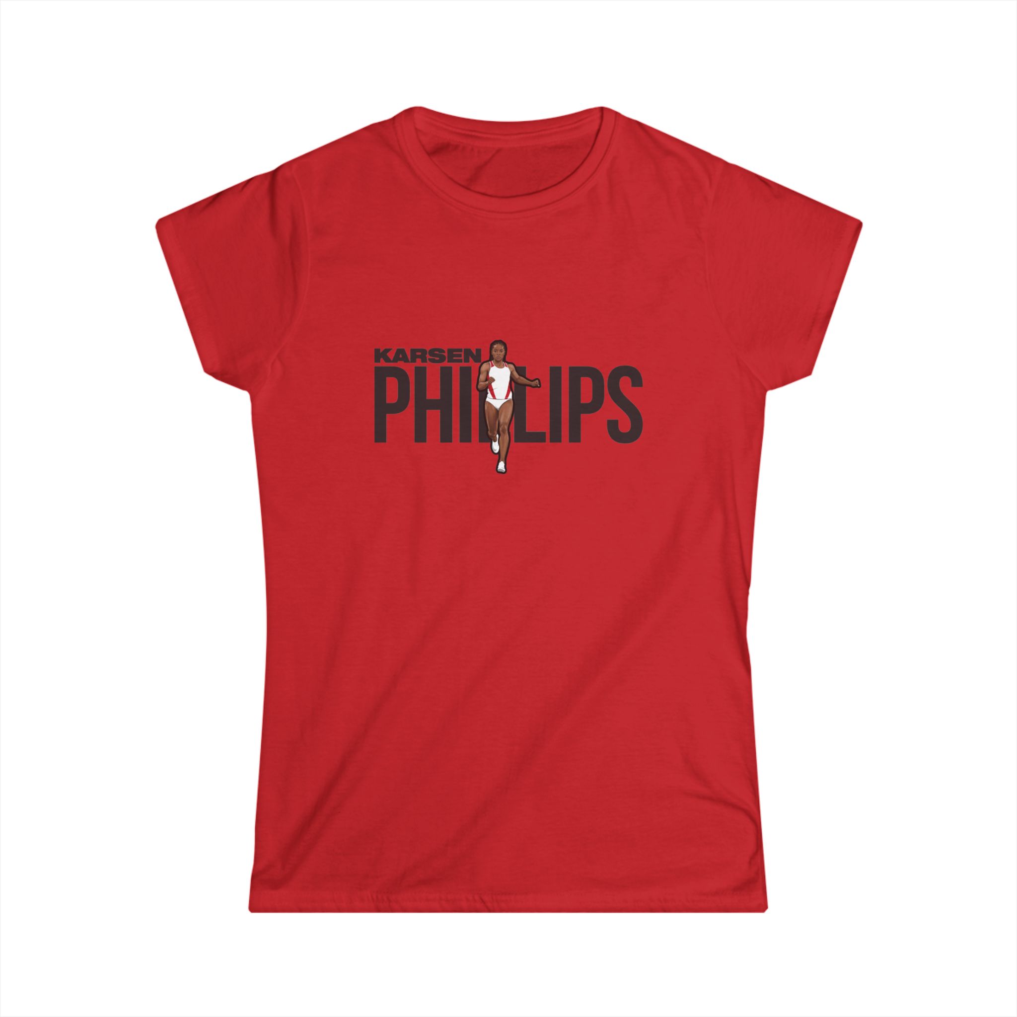 Women's Softstyle Tee — character_player_name in Red