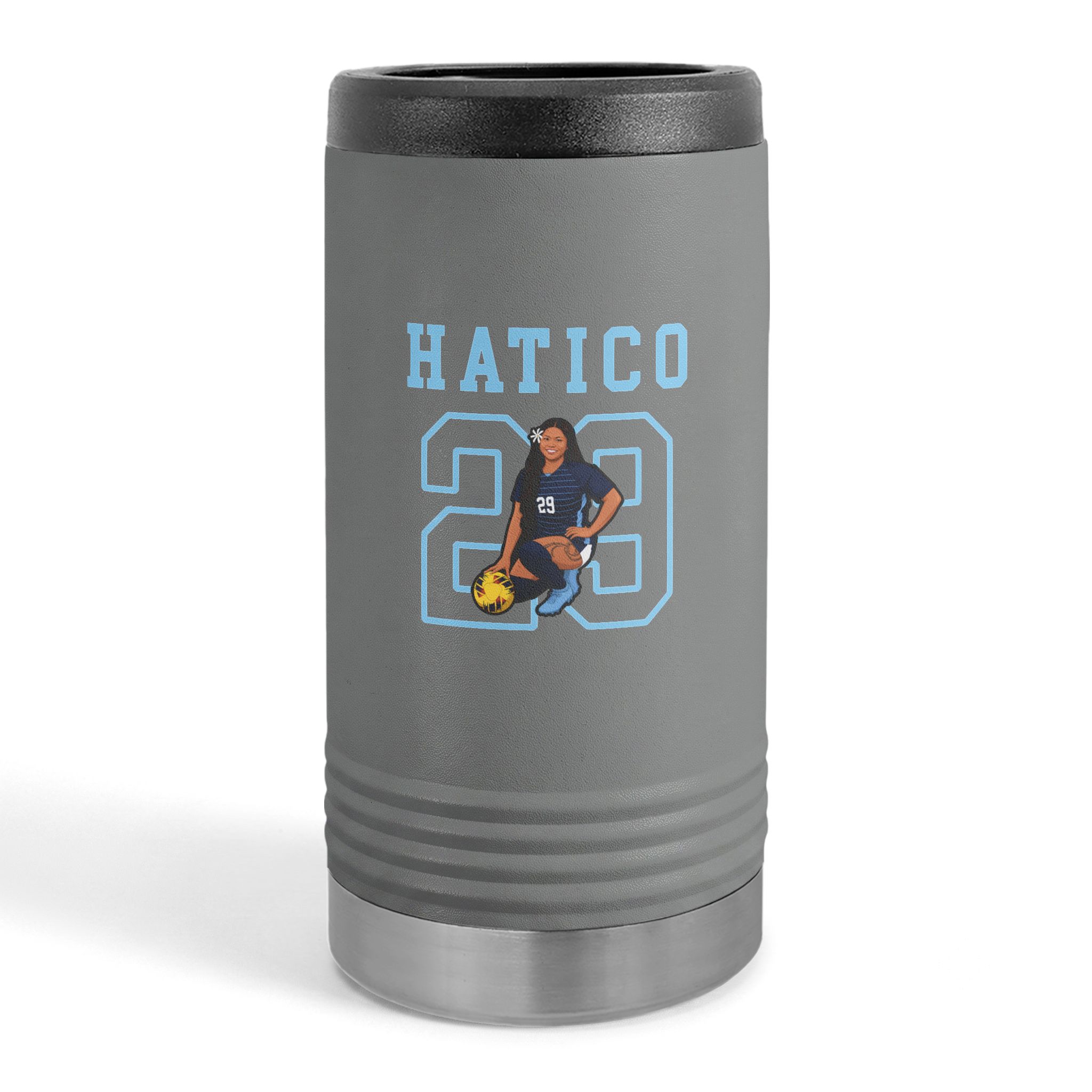 Slim Stainless Can Cooler — character_shirsey in Grey