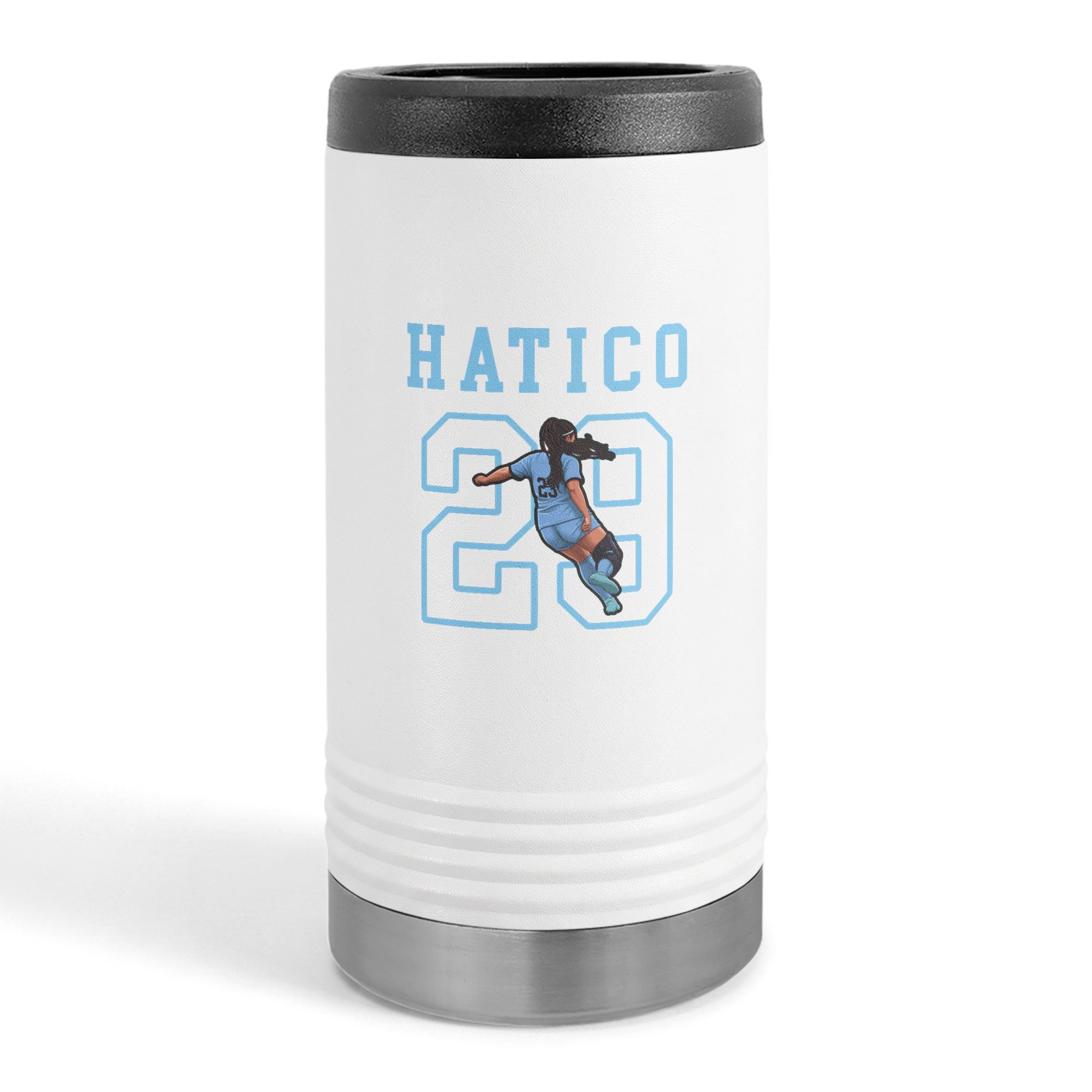Slim Stainless Can Cooler — character_shirsey in White