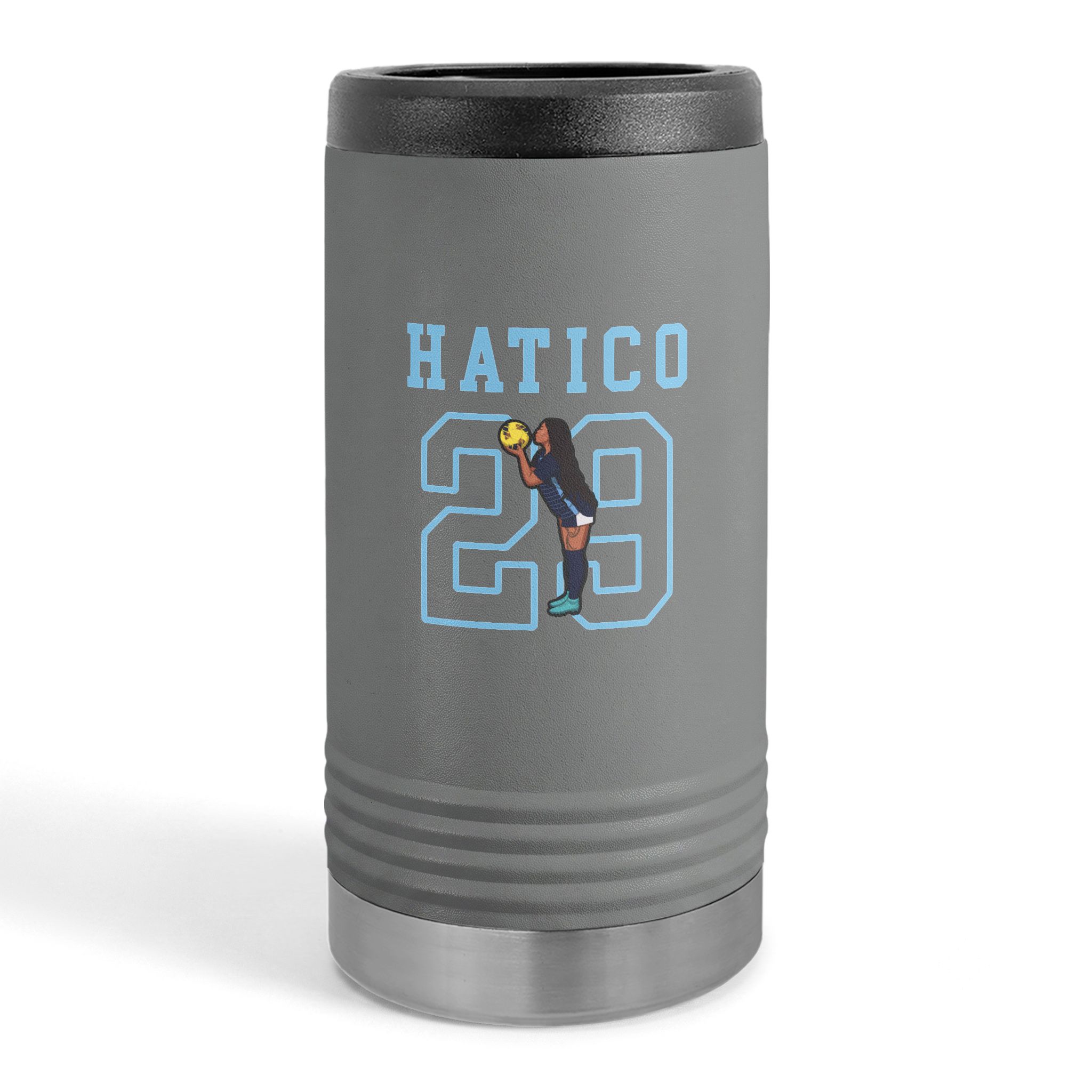 Slim Stainless Can Cooler — character_shirsey in Grey