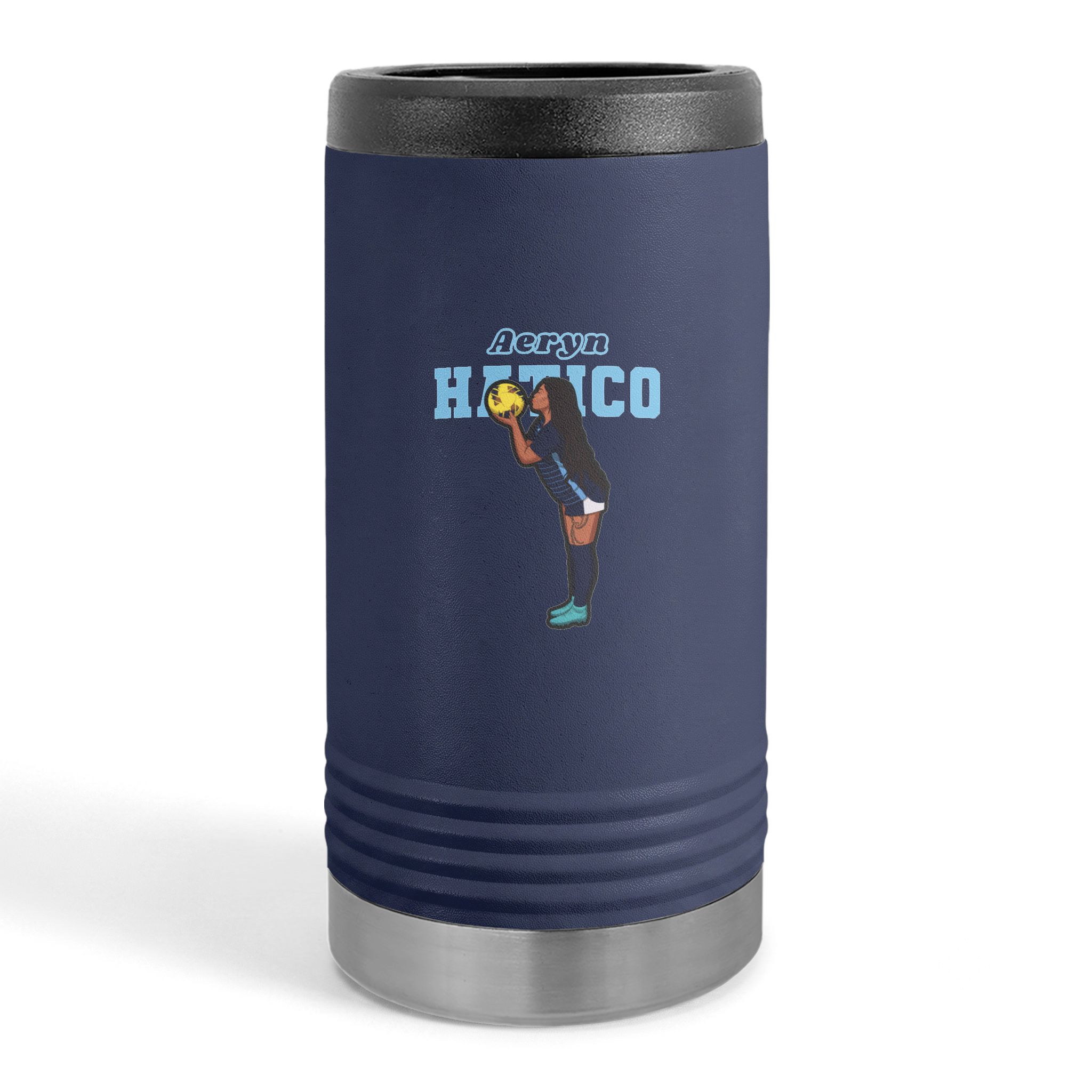 Slim Stainless Can Cooler — character_name_arch in Navy