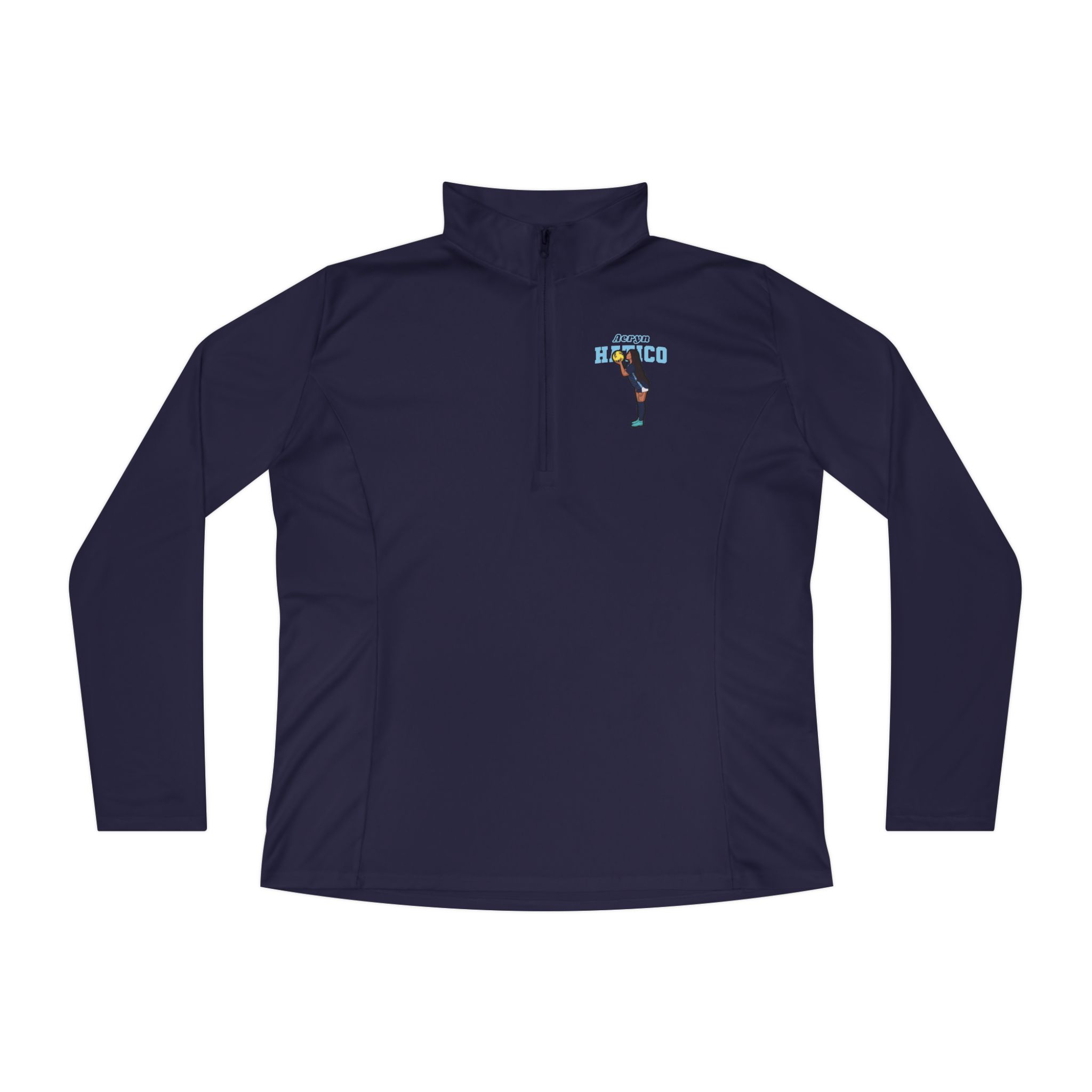 Women's Q-Zip Pullover — character_name_arch in Navy