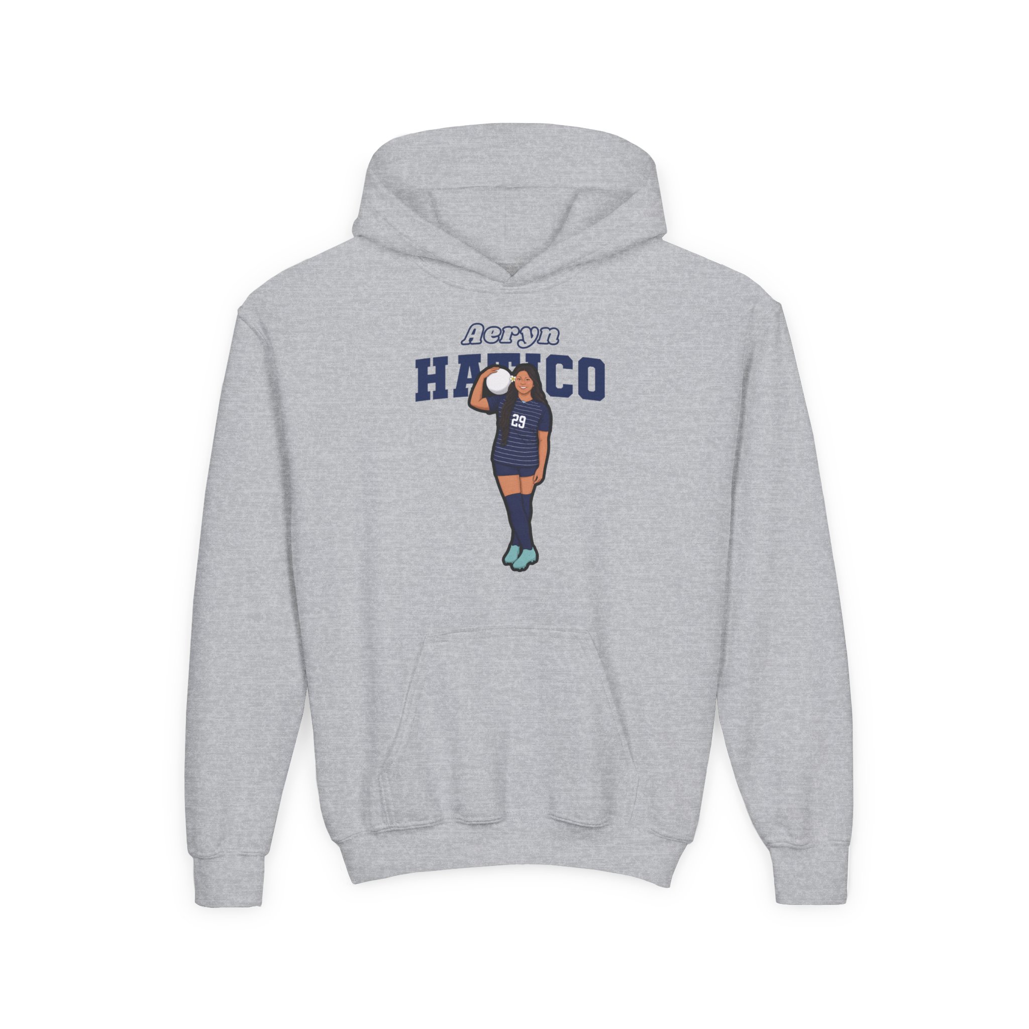 Youth Hoodie — character_name_arch in Grey