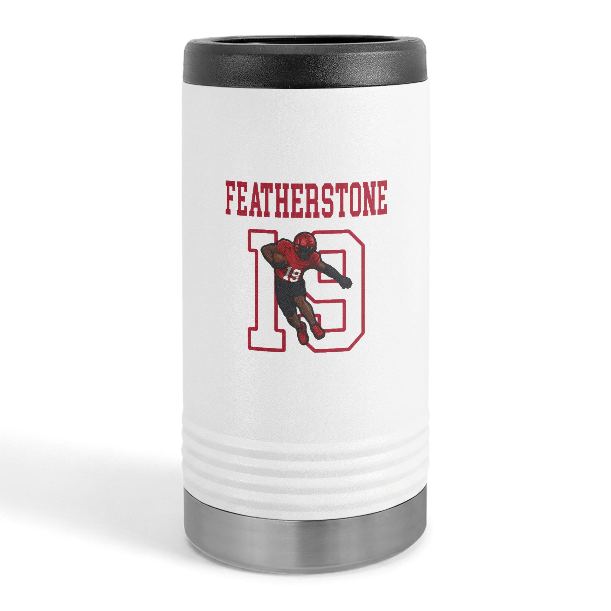Slim Stainless Can Cooler — character_shirsey in White