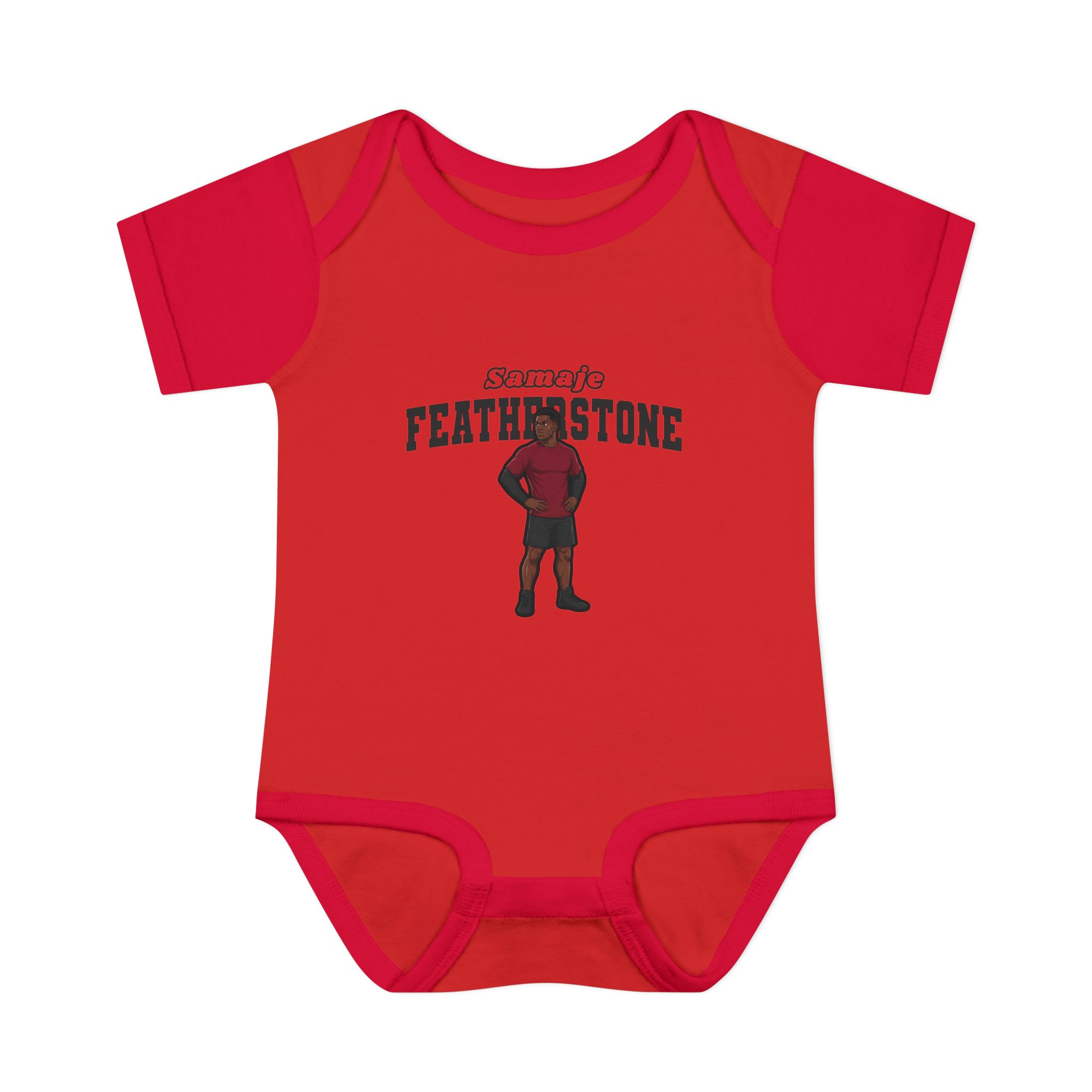 Baby Onesie — character_name_arch in Red