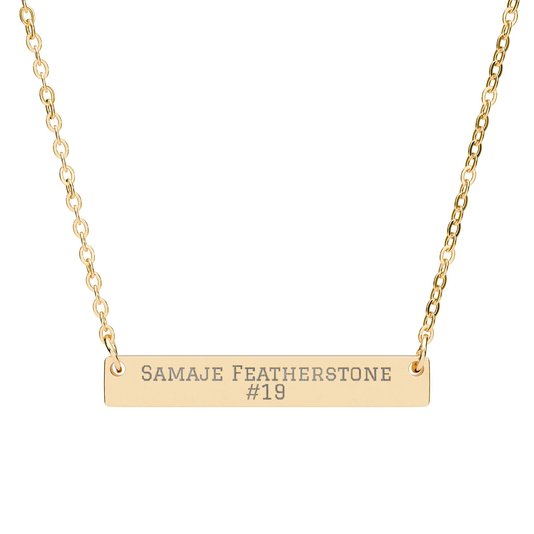 Engraved Bar Necklace — Name & Number in Gold
