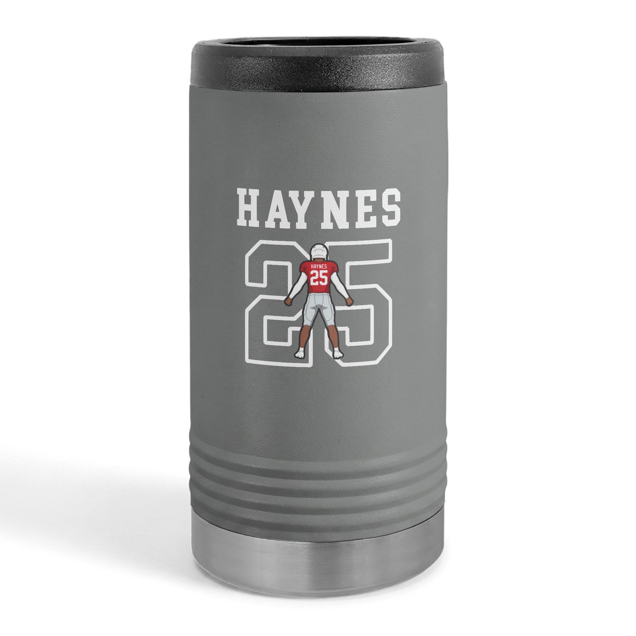 Slim Stainless Can Cooler — character_shirsey in Grey