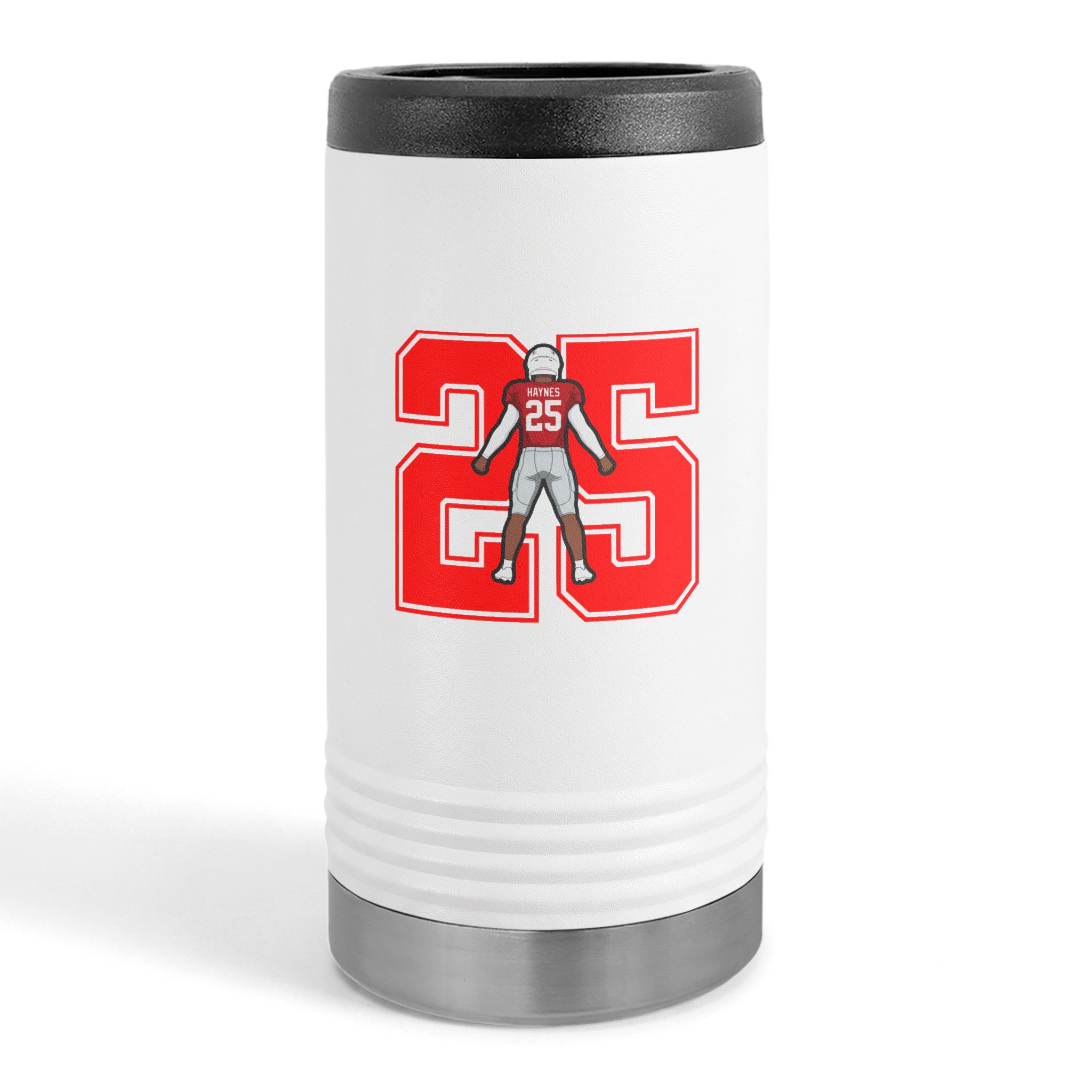 Slim Stainless Can Cooler — character_number in White