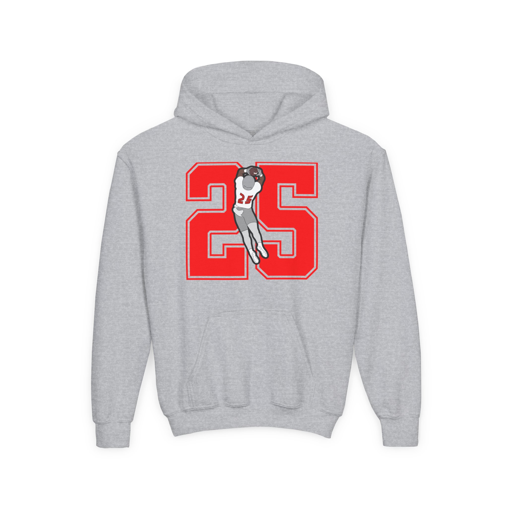 Youth Hoodie — character_number in Grey