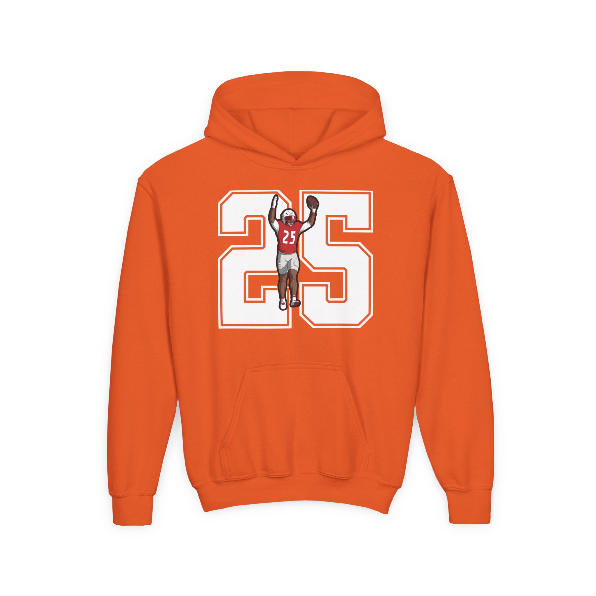 Youth Hoodie — character_number in Orange