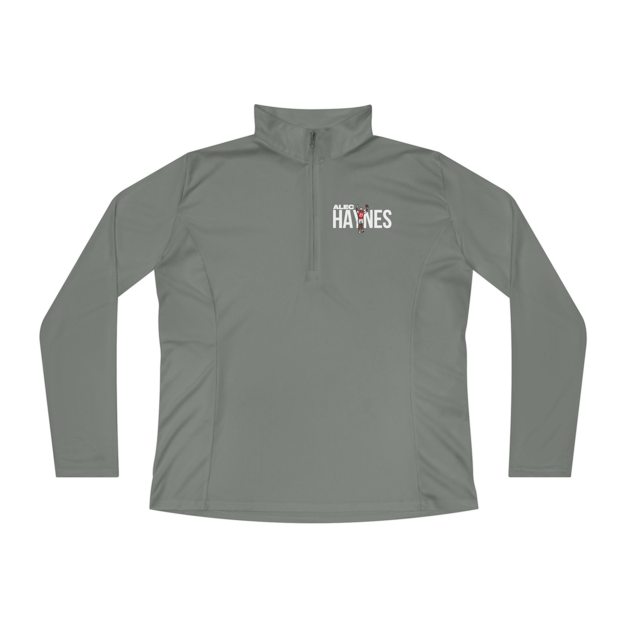 Women's Q-Zip Pullover — character_player_name in Grey