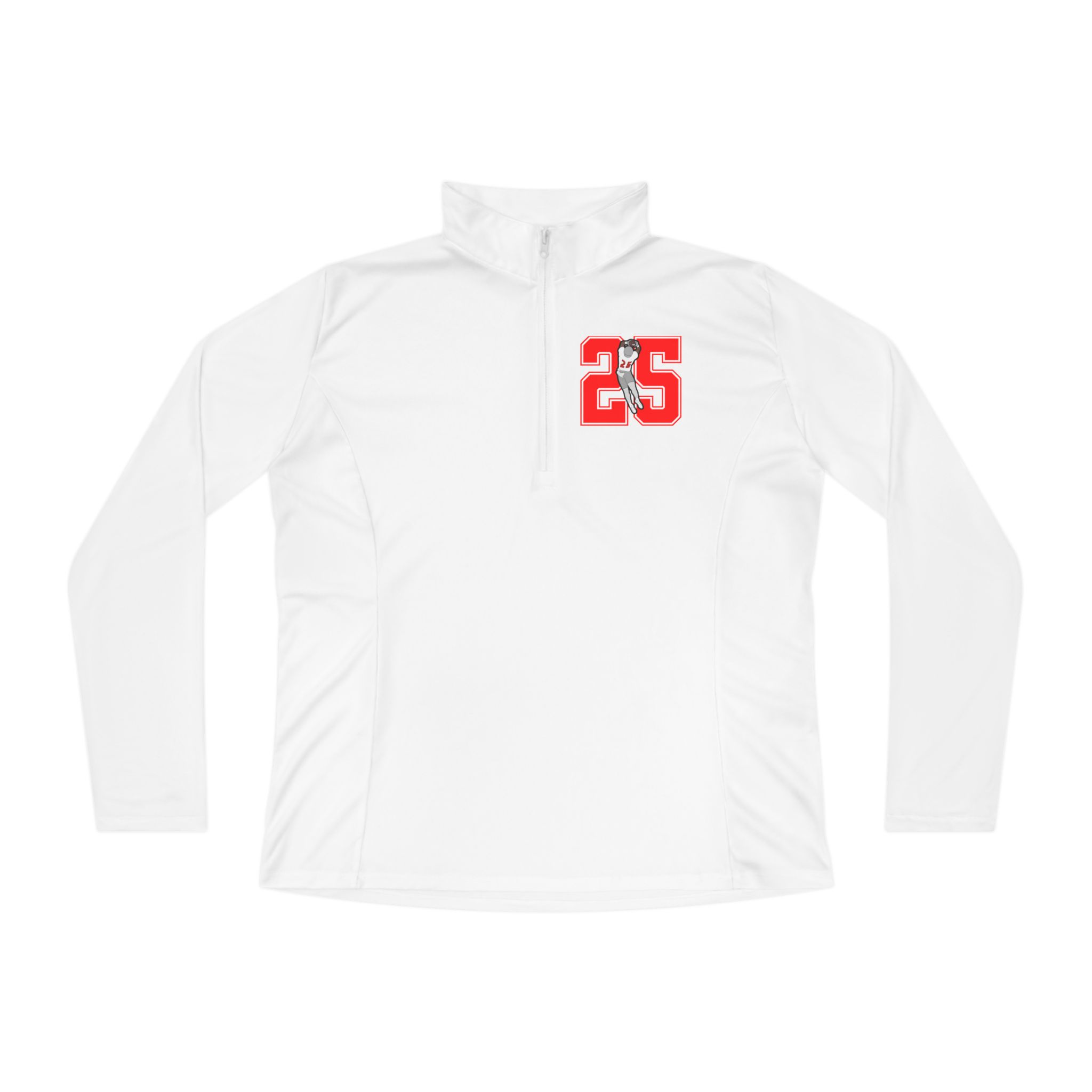 Women's Q-Zip Pullover — character_number in White