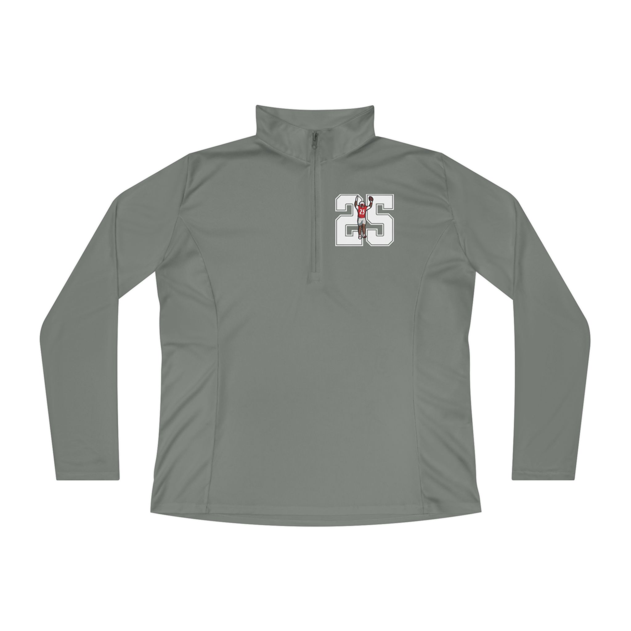 Women's Q-Zip Pullover — character_number in Grey
